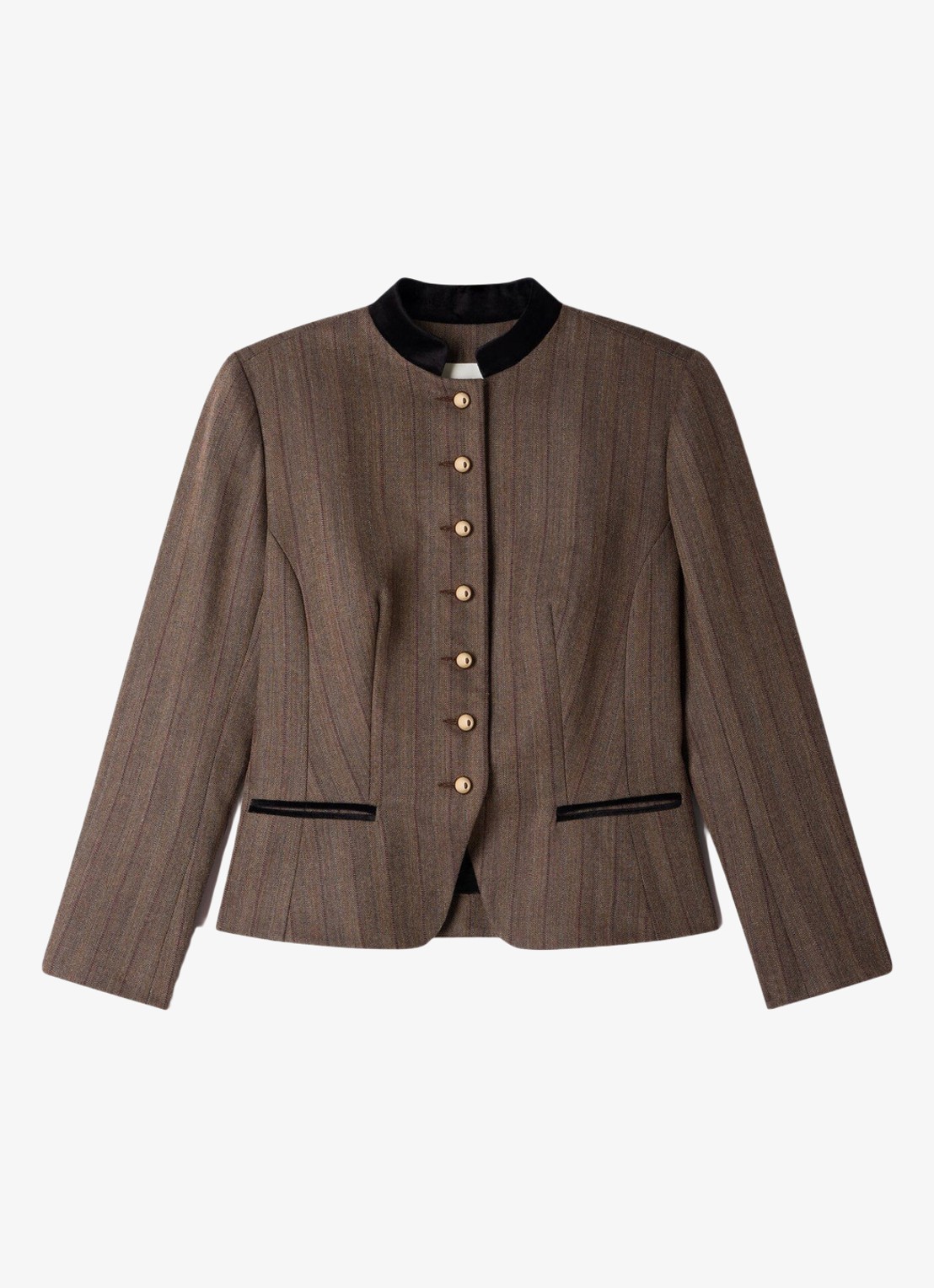 Sandro Blazer met streepprint in wolblend - voorkant 5 taupe