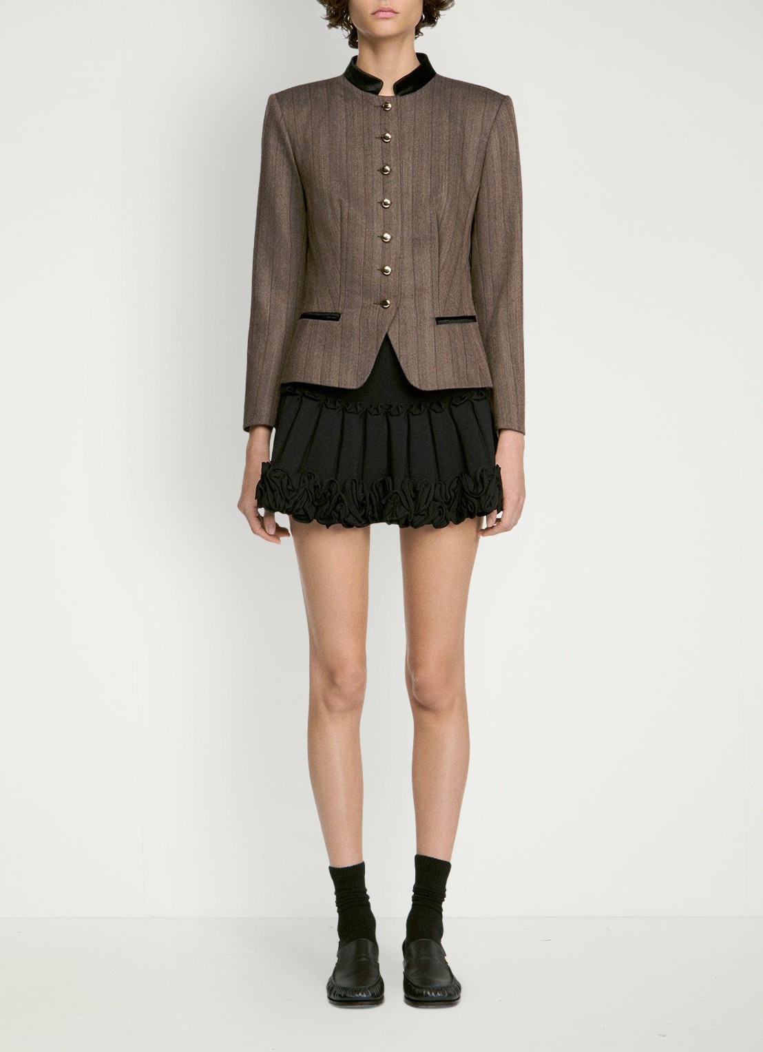 Sandro Blazer met streepprint in wolblend - voorkant 6 taupe
