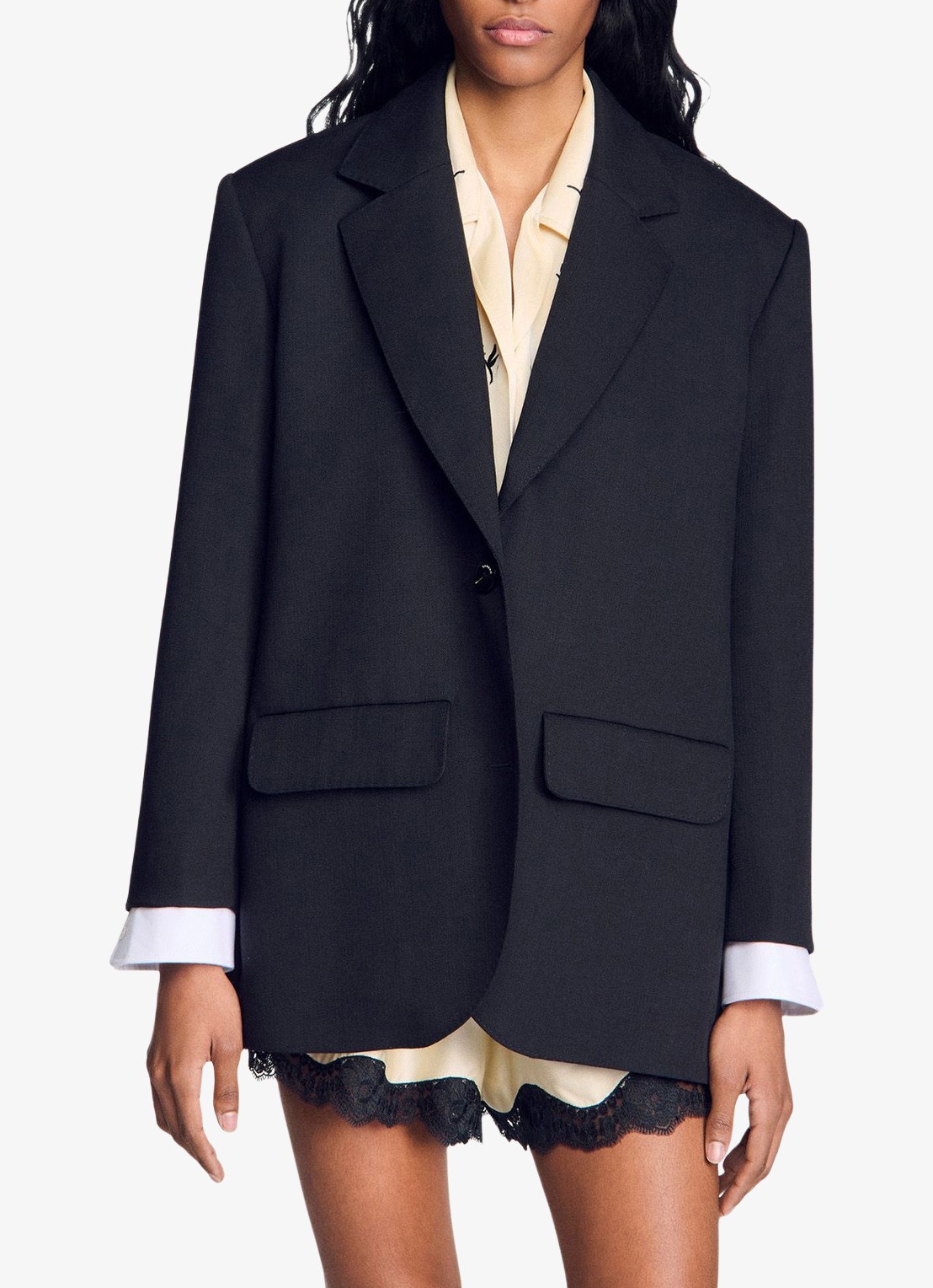 Sandro Blazer van wol met klepzakken - detail 4 black / zwart