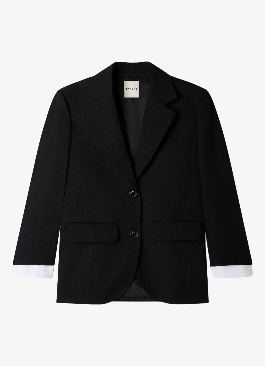 Sandro Blazer van wol met klepzakken - voorkant 2 black / zwart