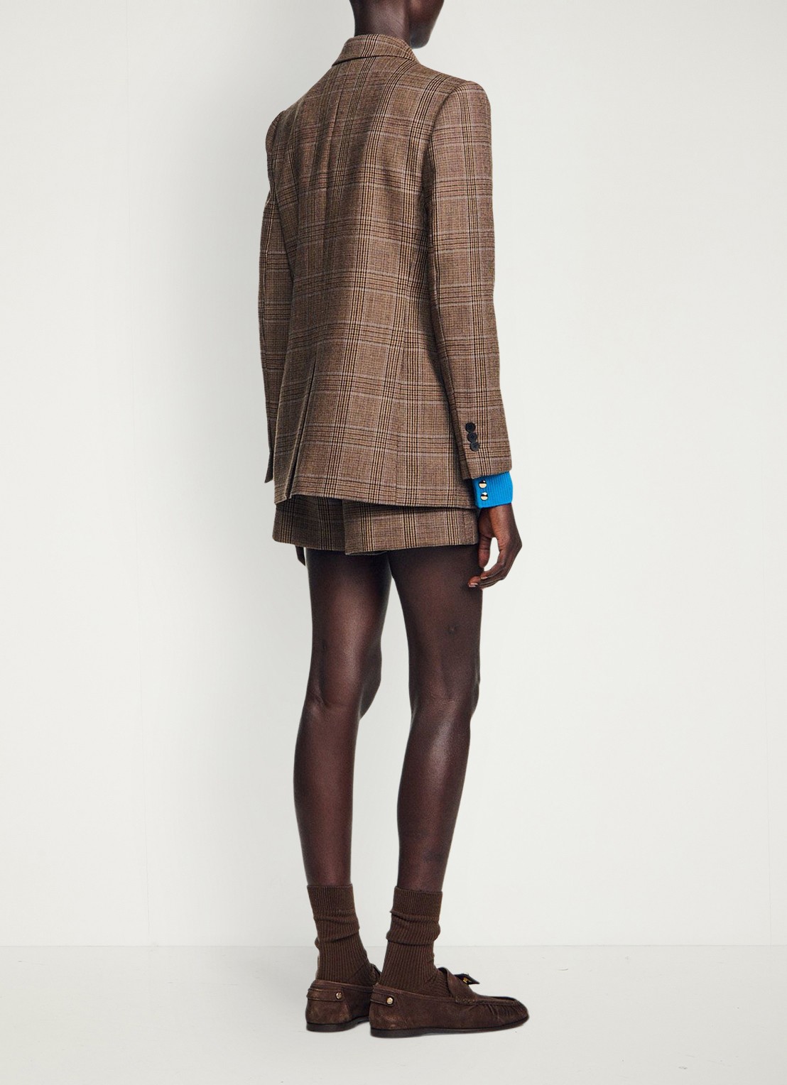 Sandro Blazer van wol met ruitdessin - achterkant 8 beige