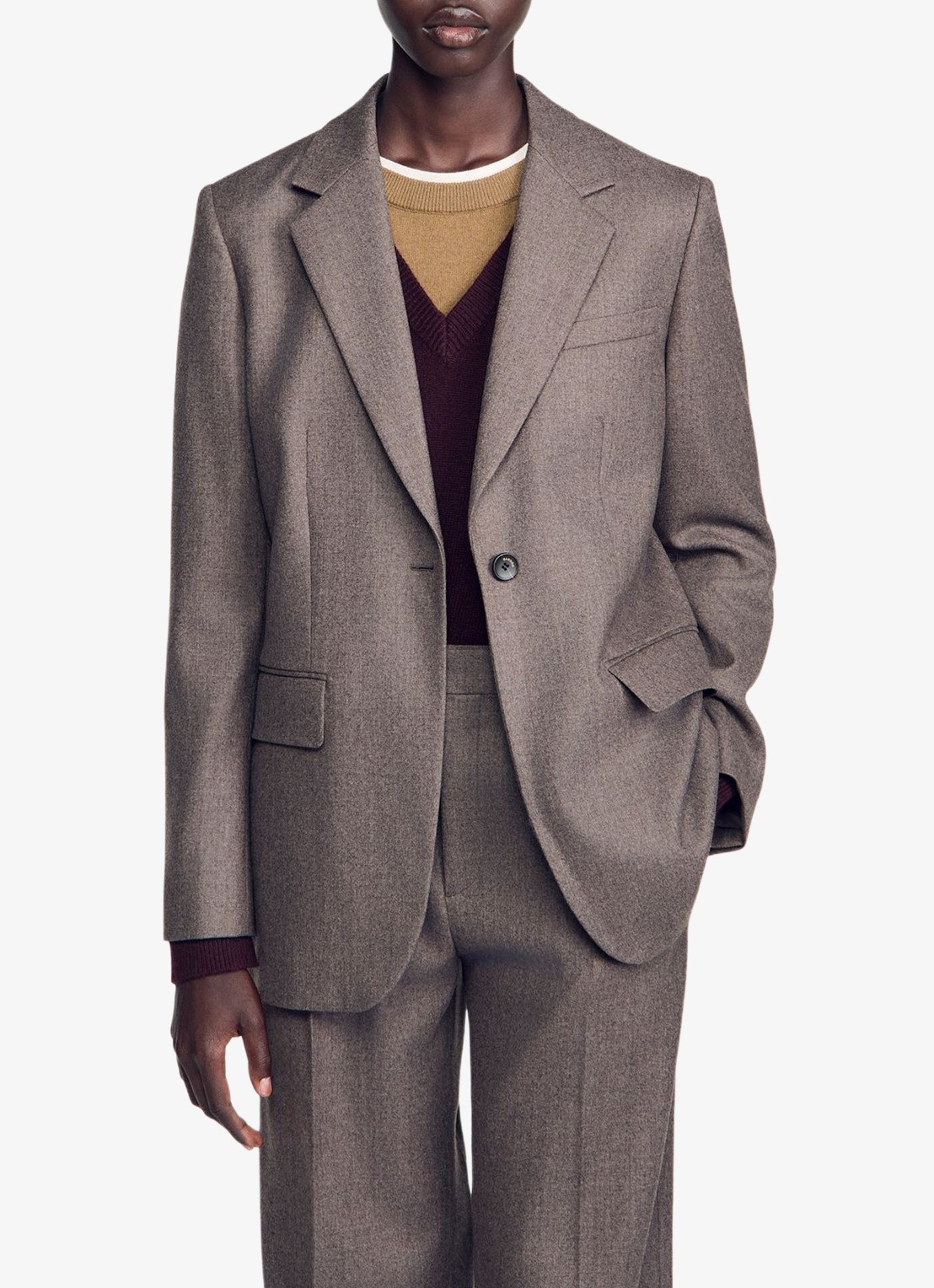 Sandro Blazer van wol - detail 4 taupe