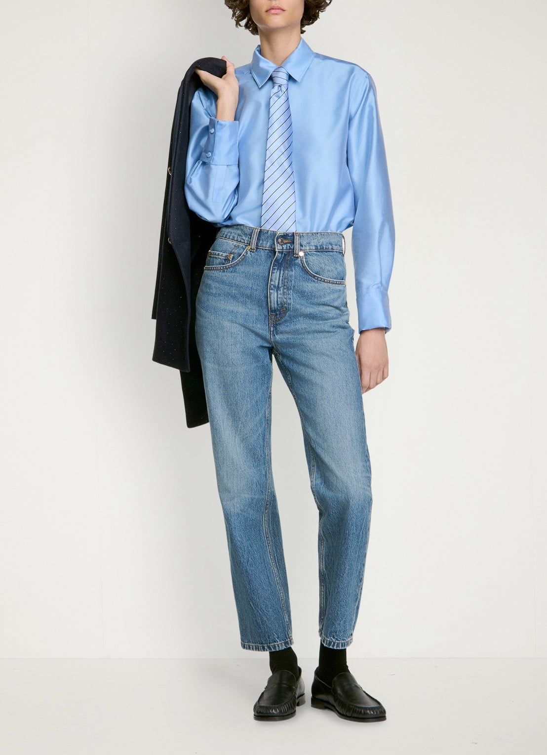 Sandro Blouse in zijdeblend - detail lichtblauw