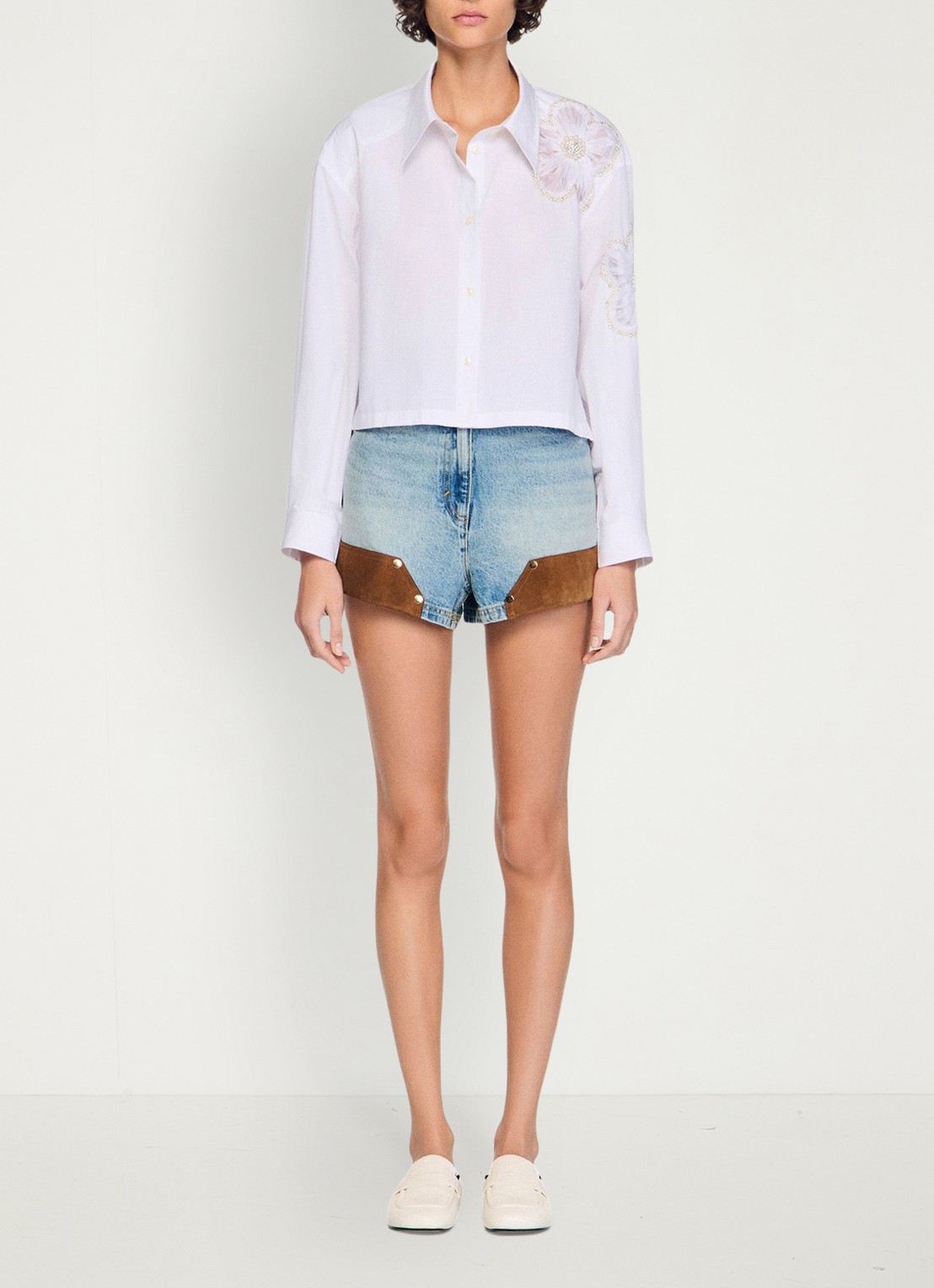 Sandro Blouse met bloemborduring - detail 4 wit