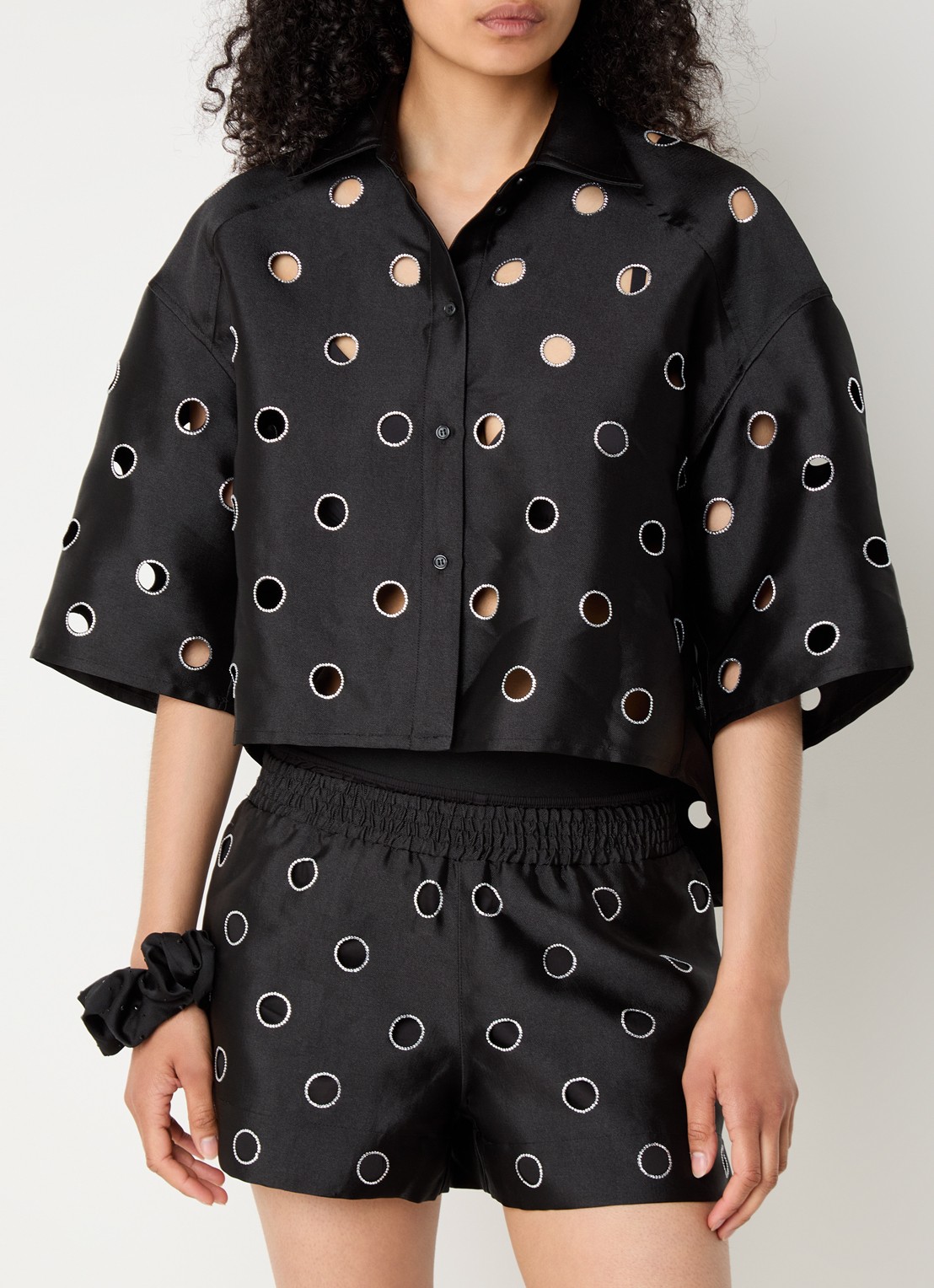 Sandro Blouse met cut-out detail en strass - detail 2 zwart
