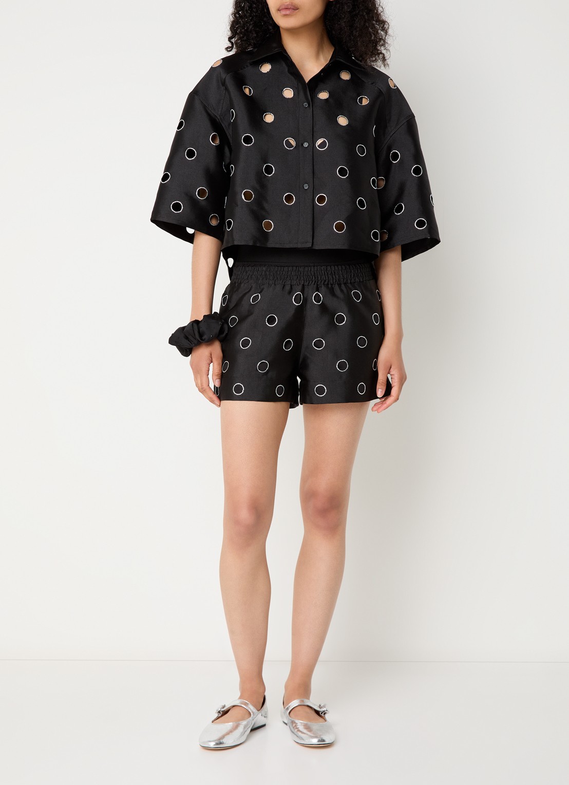 Sandro Blouse met cut-out detail en strass - voorkant 4 zwart