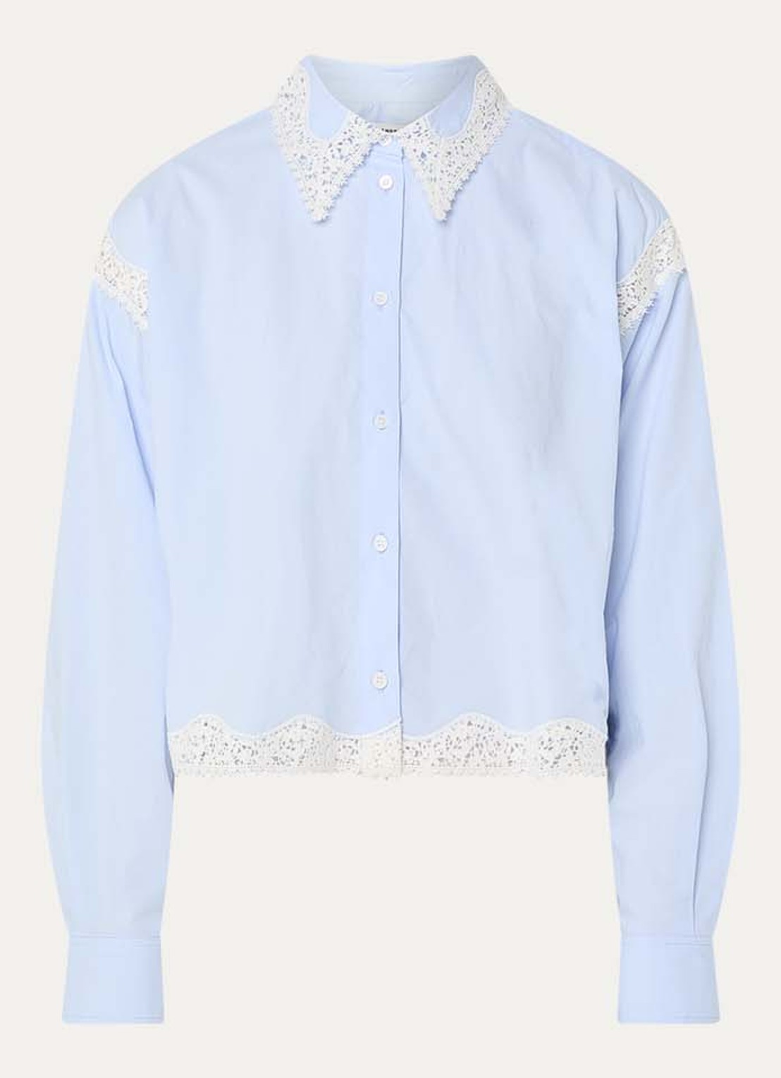 Sandro Blouse met details van kant - voorkant 2 lichtblauw