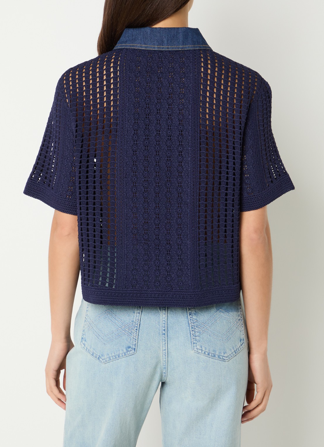 Sandro Blouse met opengewerkt dessin - achterkant 2 donkerblauw
