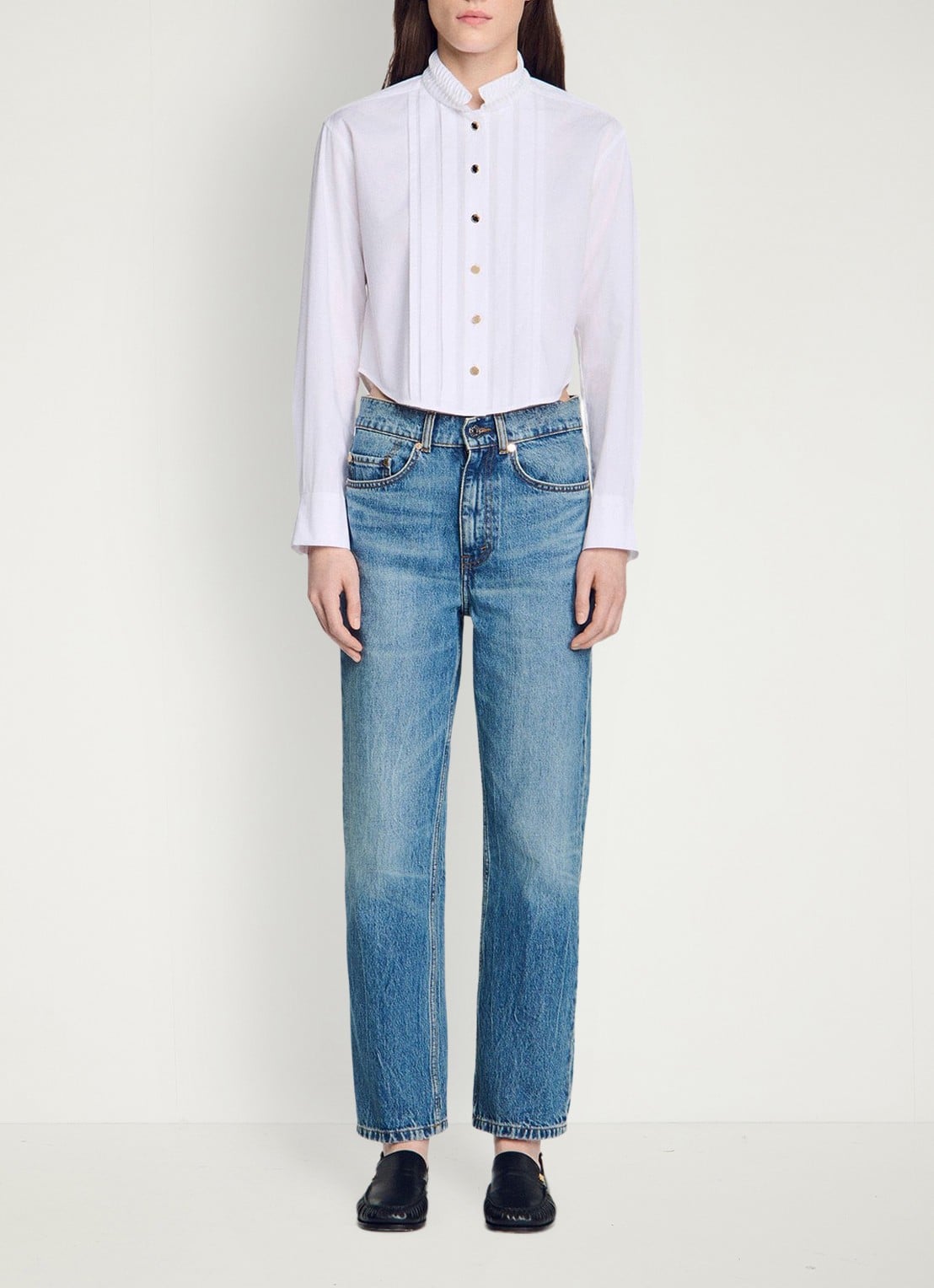 Sandro Blouse met plooidetail en opstaande kraag - detail 2 wit