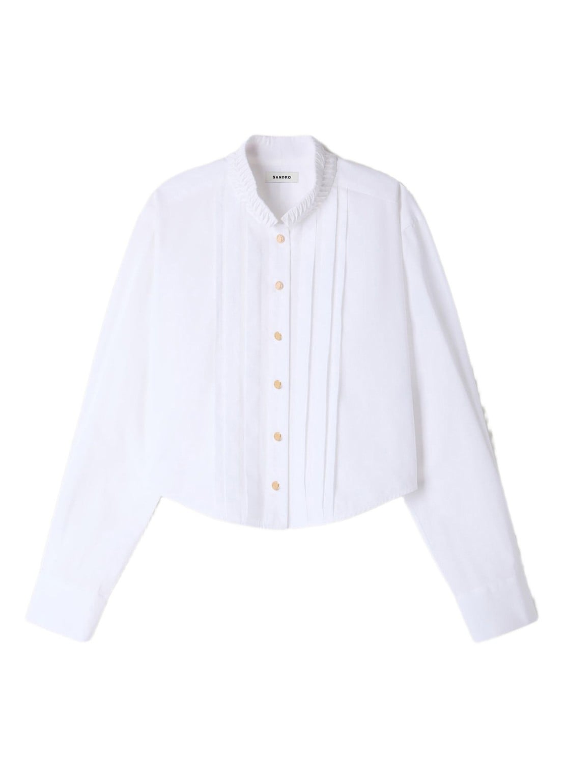 Sandro Blouse met plooidetail en opstaande kraag - voorkant 4 wit