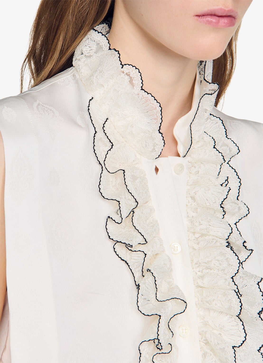 Sandro Blouse met ruches - detail 4 beige