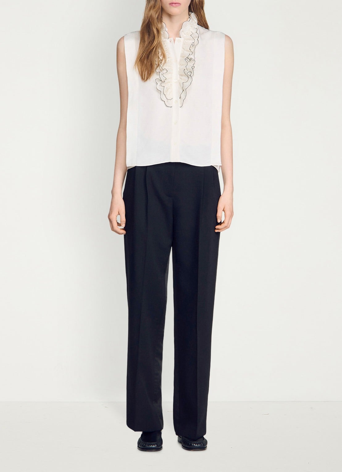 Sandro Blouse met ruches - detail 5 beige