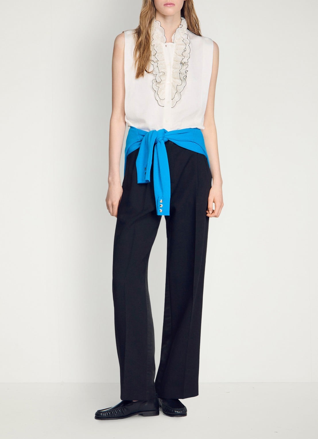 Sandro Blouse met ruches - voorkant 2 beige