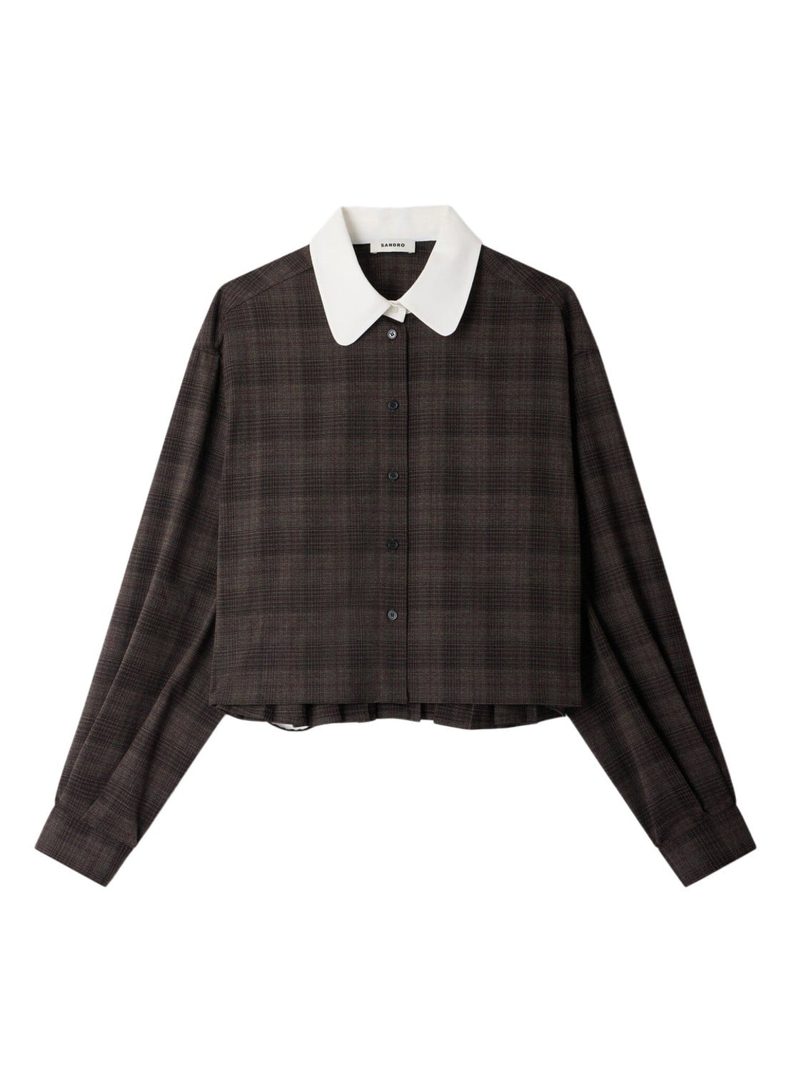 Sandro Blouse met ruitdessin - voorkant bruin