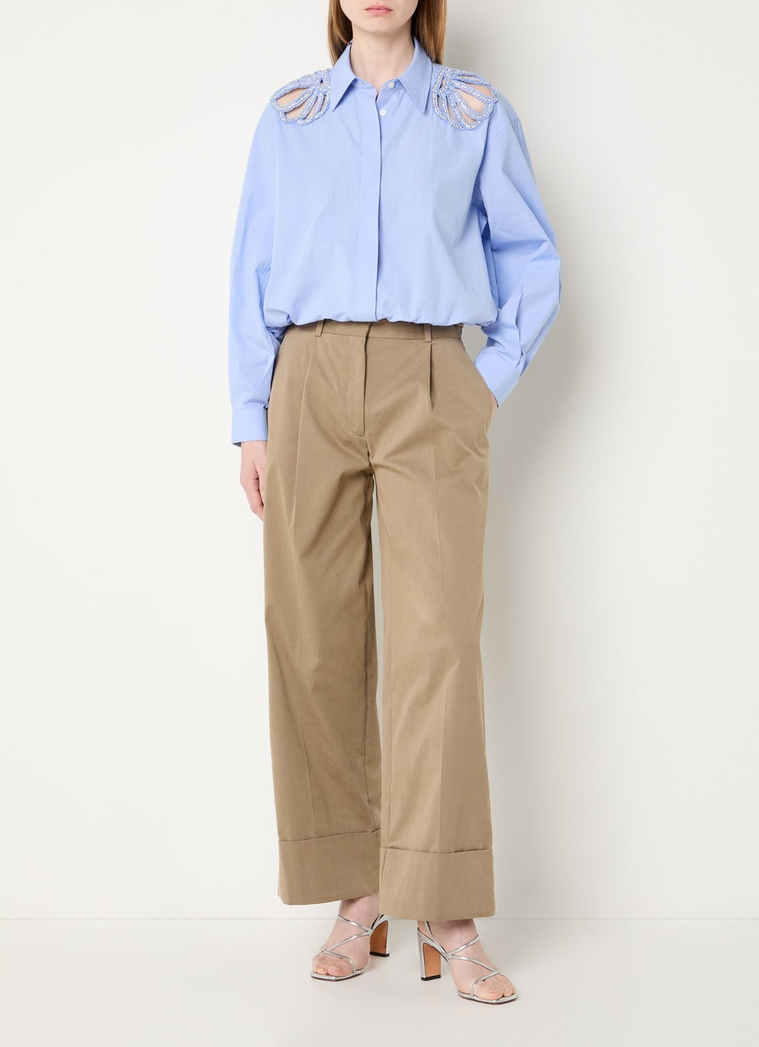 Sandro Blouse met strass - voorkant 2 blauwgrijs
