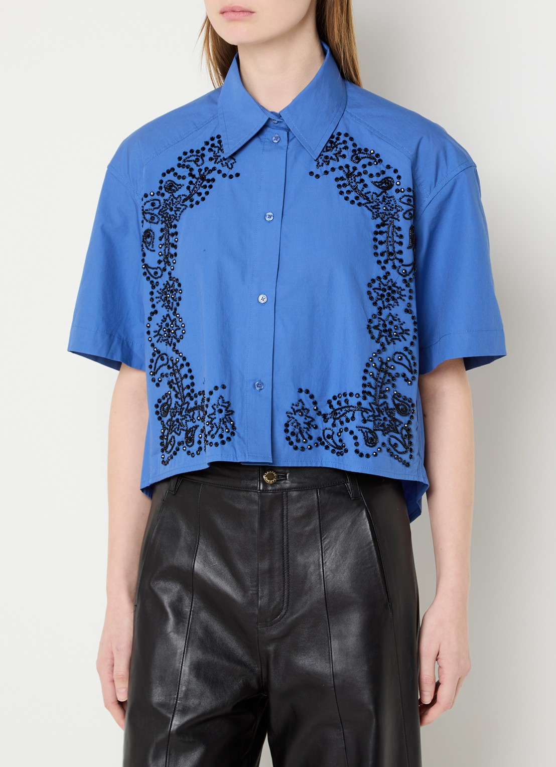 Sandro Blouse met strass - detail royalblauw