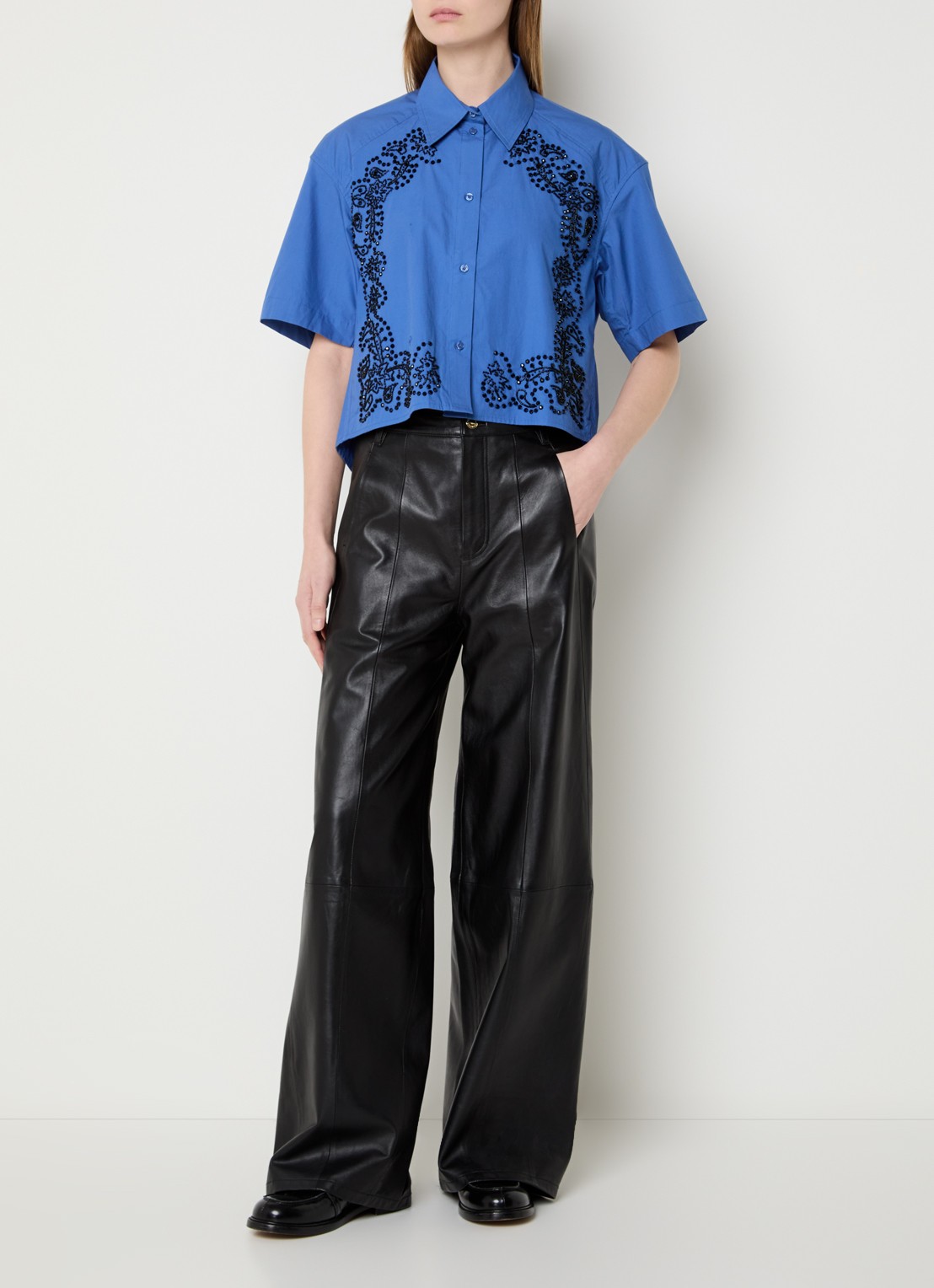 Sandro Blouse met strass - voorkant 4 royalblauw