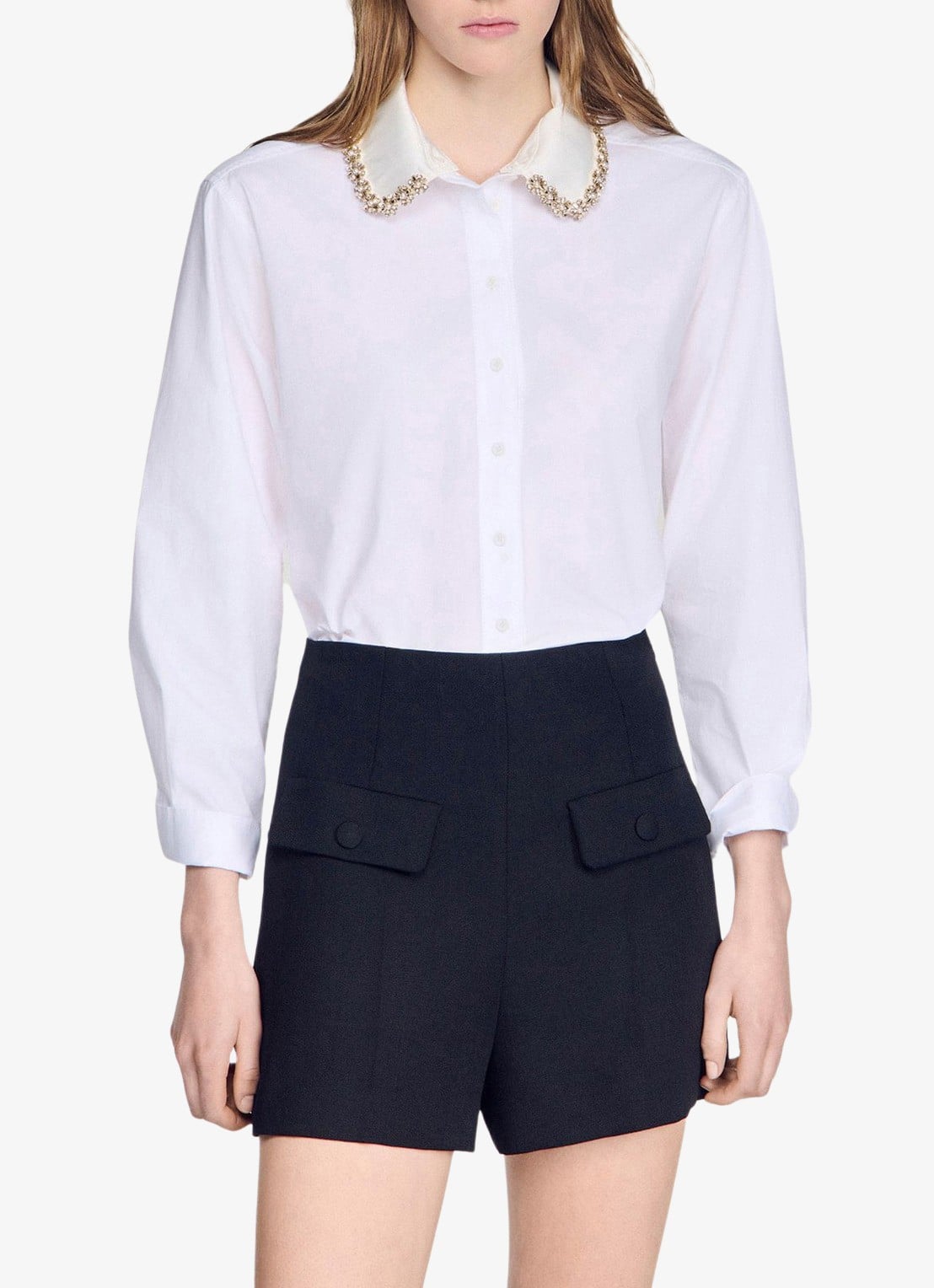 Sandro Blouse met strass - detail 2 wit