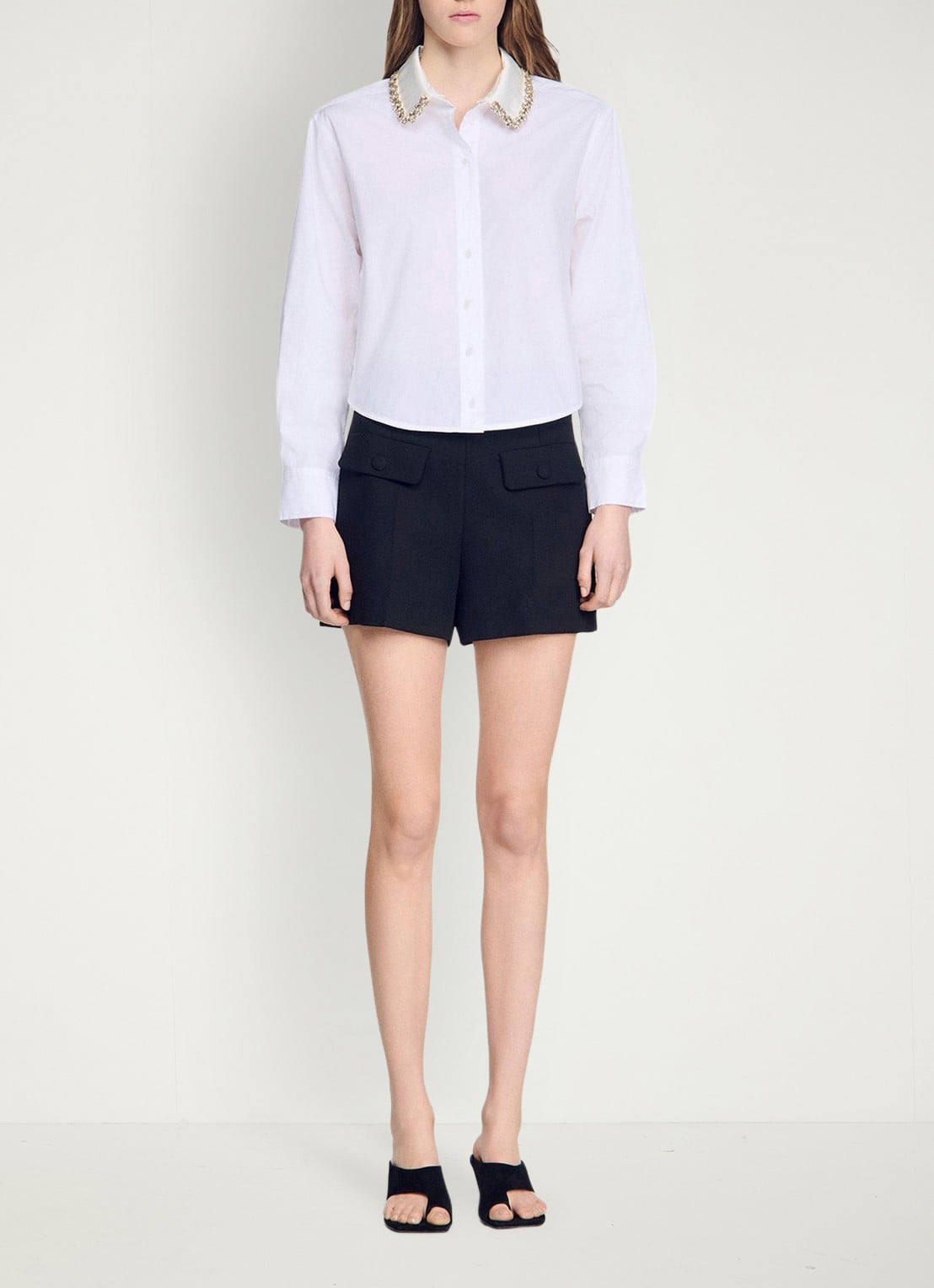 Sandro Blouse met strass - detail 3 wit