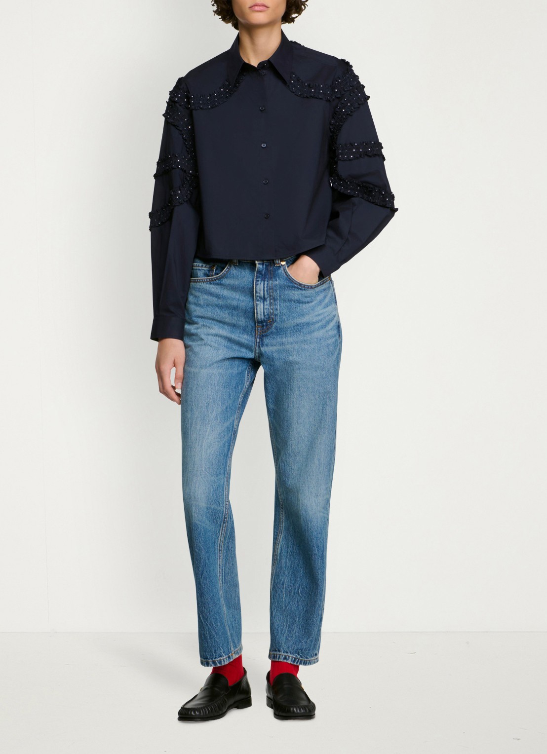Sandro Blouse met strass - detail 3 donkerblauw