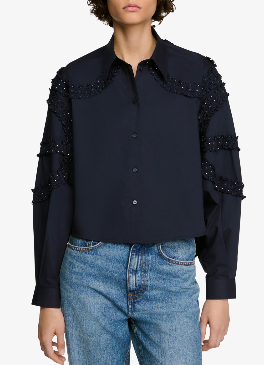 Sandro Blouse met strass - detail 5 donkerblauw