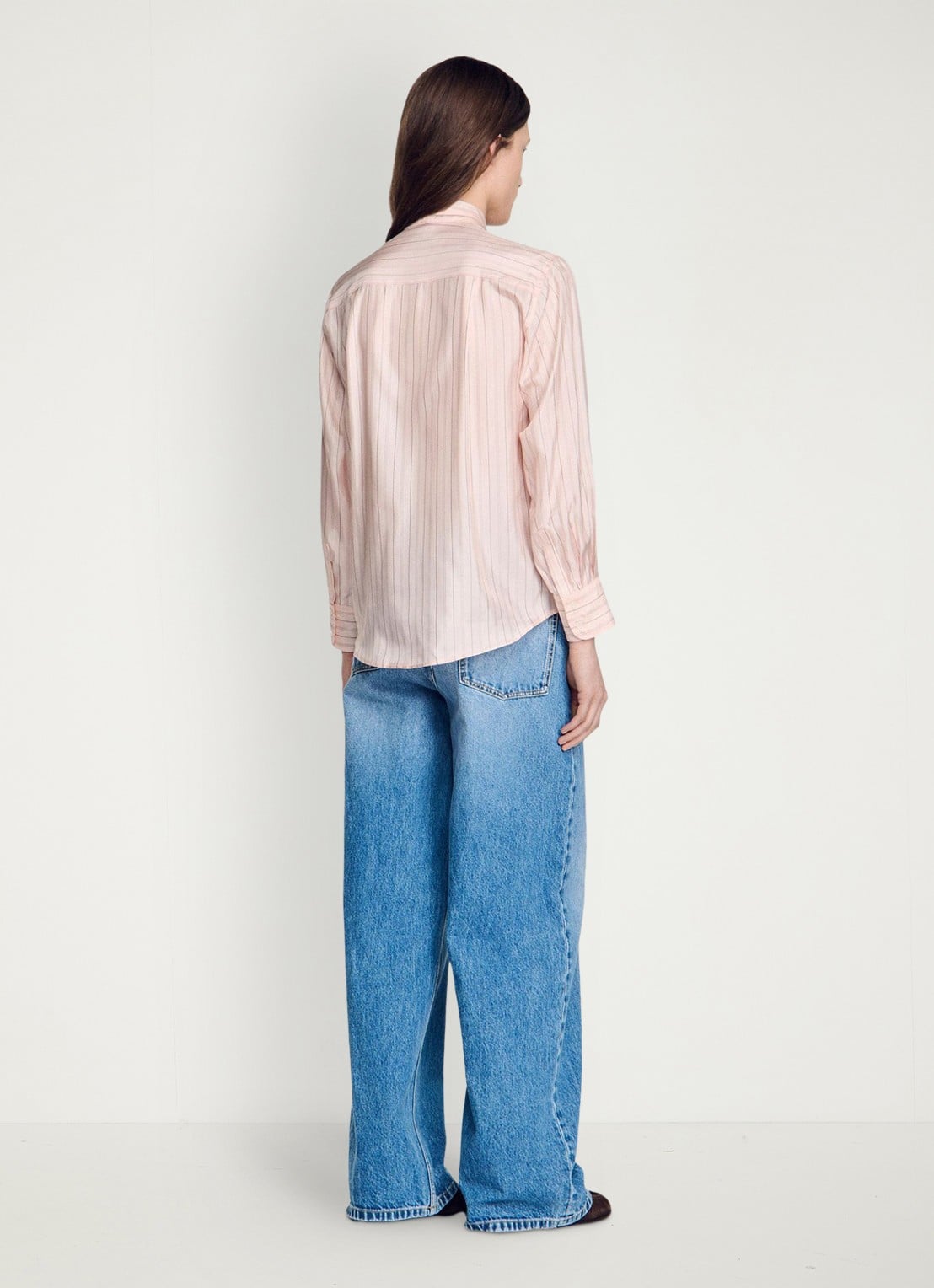 Sandro Blouse met strikdetail en strepen - achterkant 8 light pink / roze