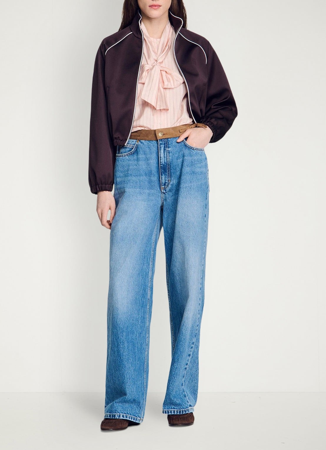 Sandro Blouse met strikdetail en strepen - detail 4 light pink / roze