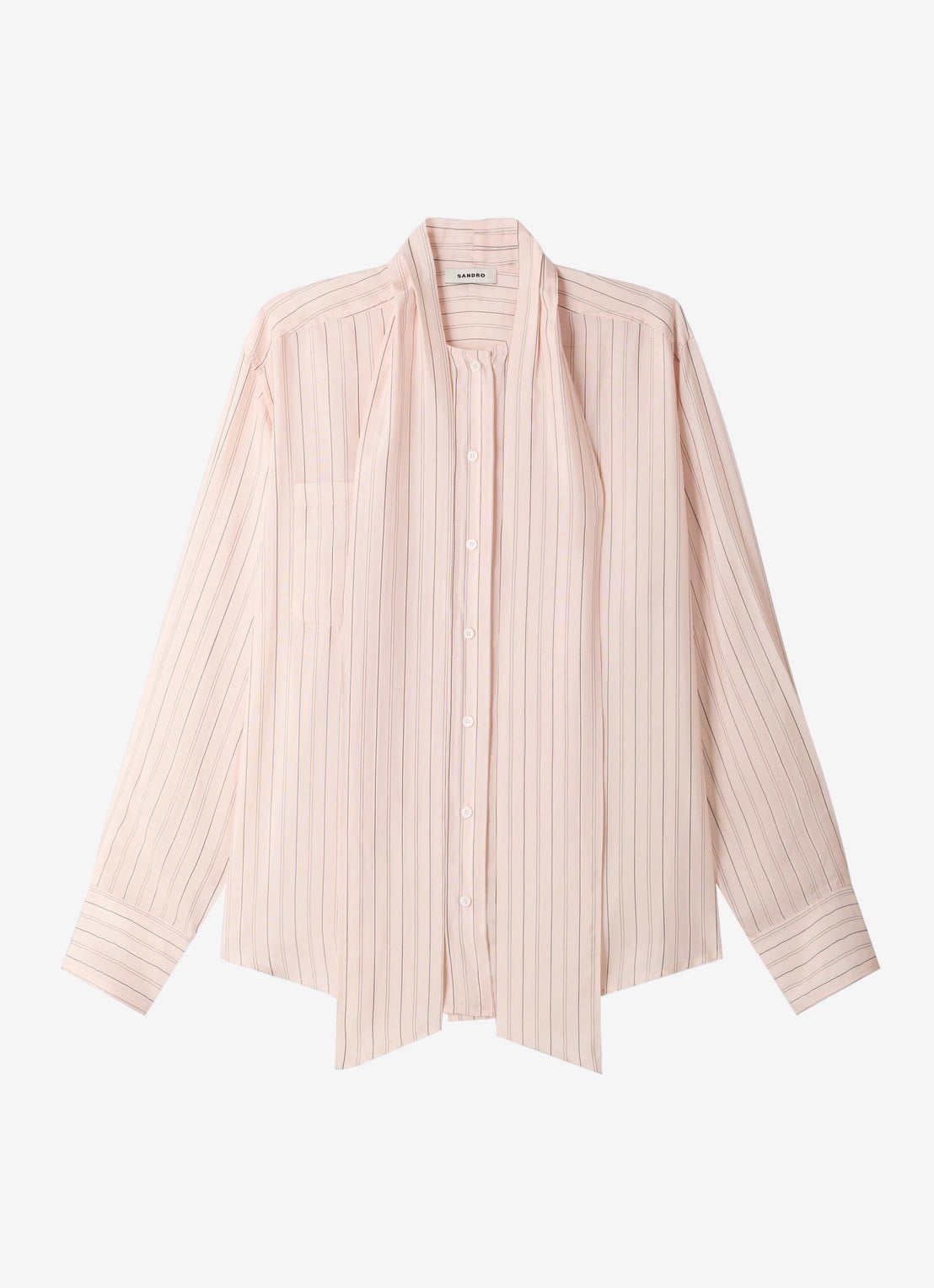 Sandro Blouse met strikdetail en strepen - voorkant 6 light pink / roze