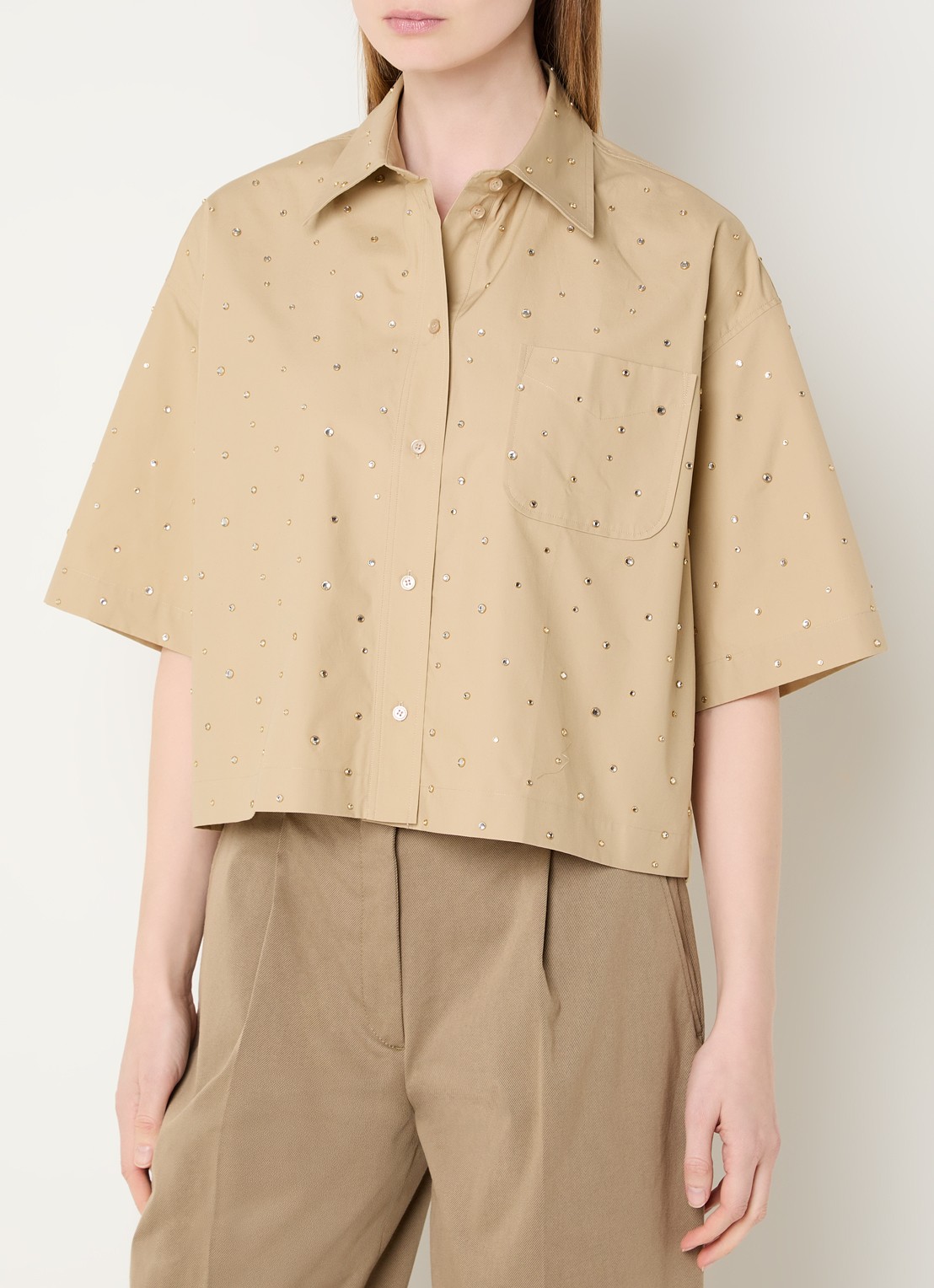 Sandro Blouse met studs - detail 4 camel