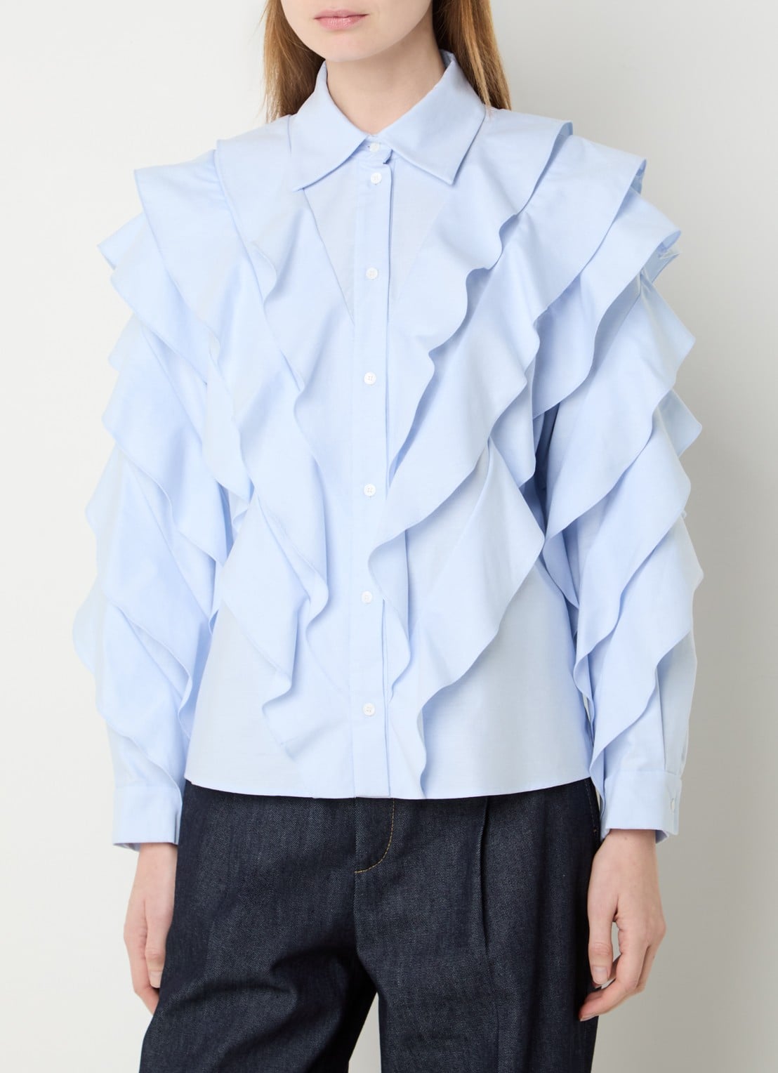 Sandro Blouse met volant - detail 4 lichtblauw