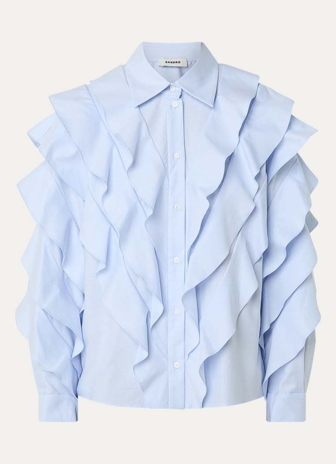 Sandro Blouse met volant - voorkant lichtblauw