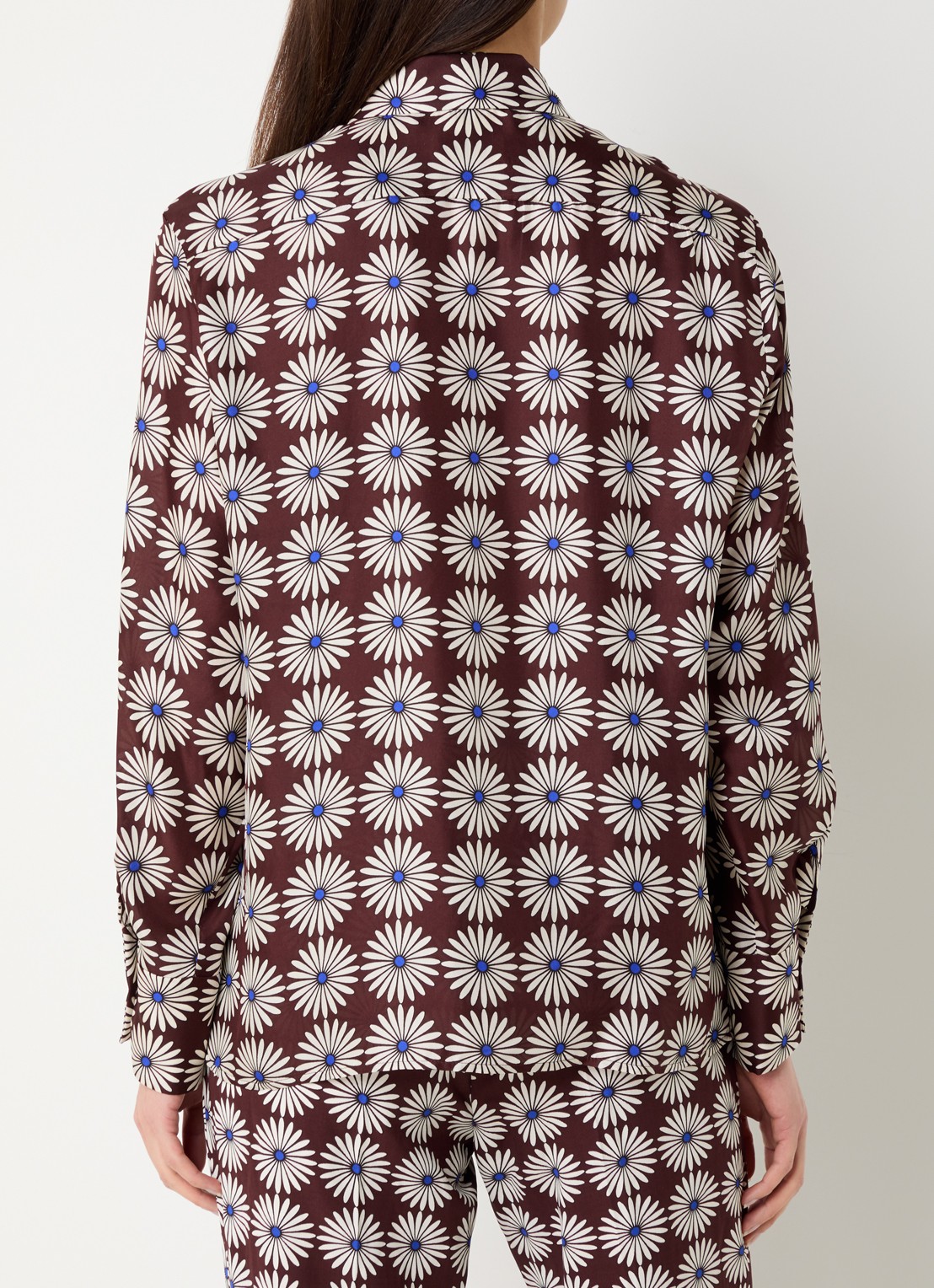 Sandro Blouse van zijde met bloemenprint  - achterkant bruin