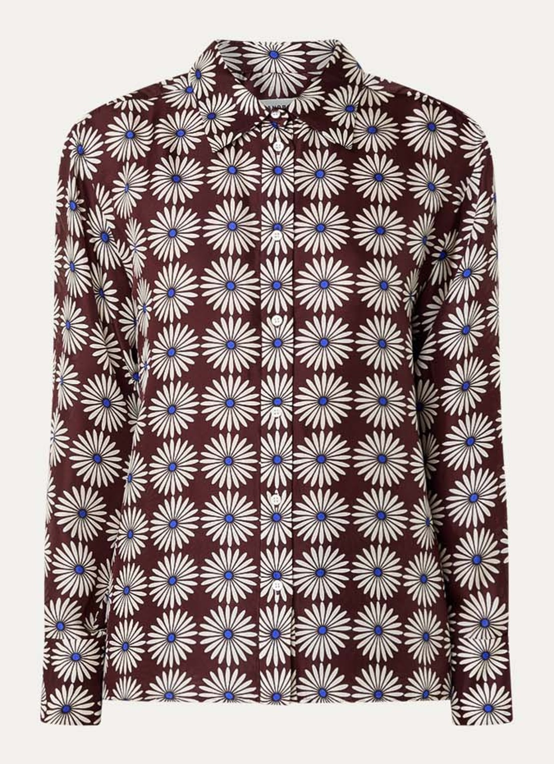 Sandro Blouse van zijde met bloemenprint  - voorkant 2 bruin