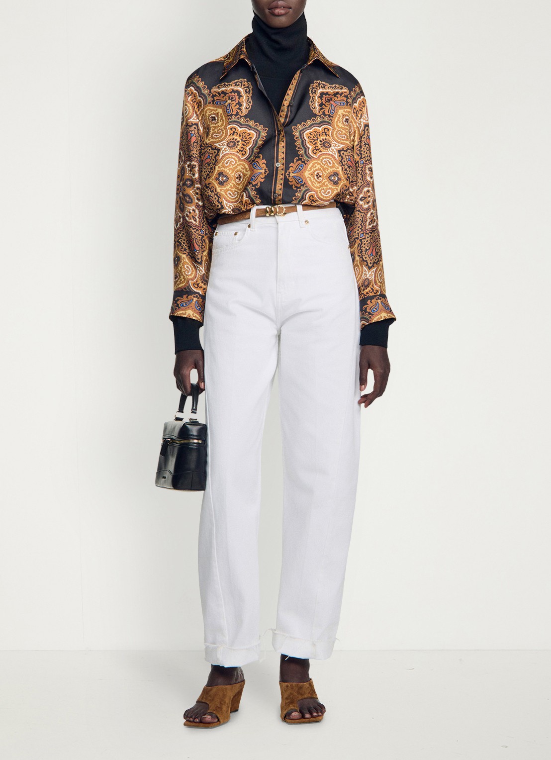 Sandro Blouse van zijde met print - detail 4 bruin