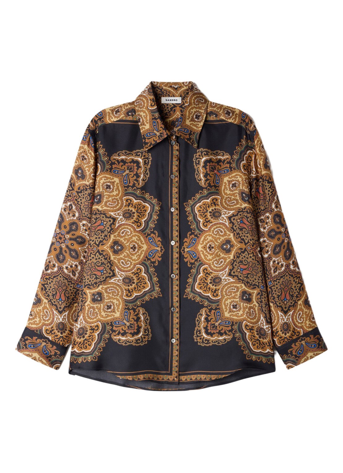 Sandro Blouse van zijde met print - voorkant bruin