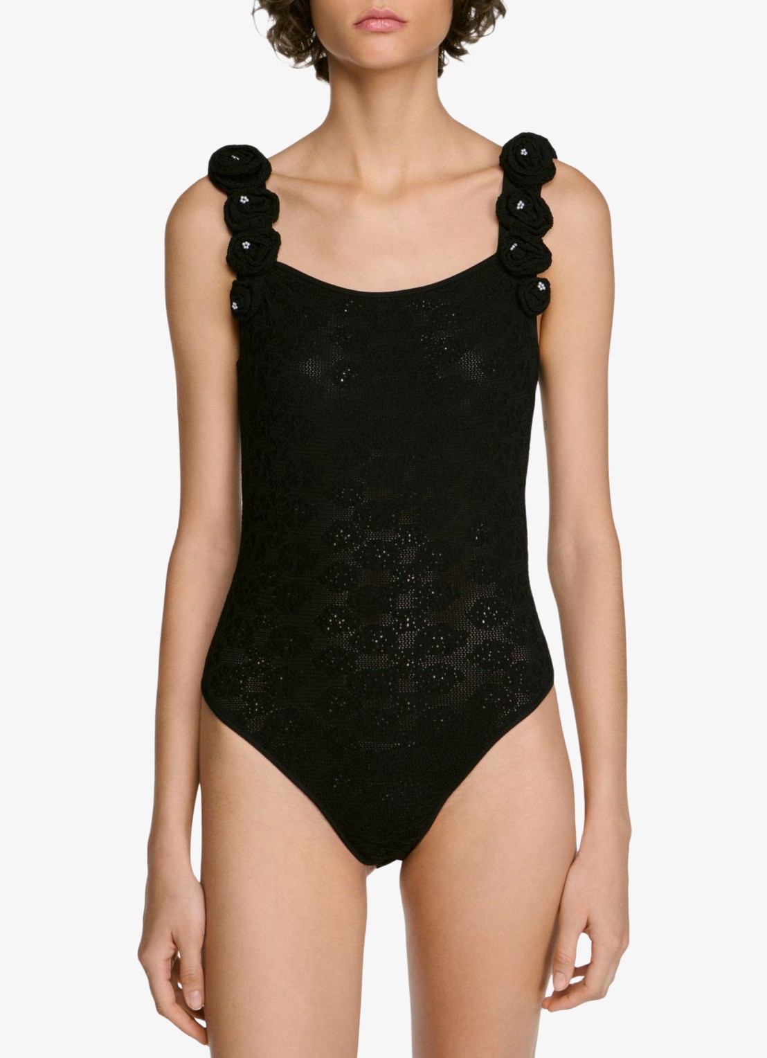 Sandro Body met bloemenprint - detail 3 zwart