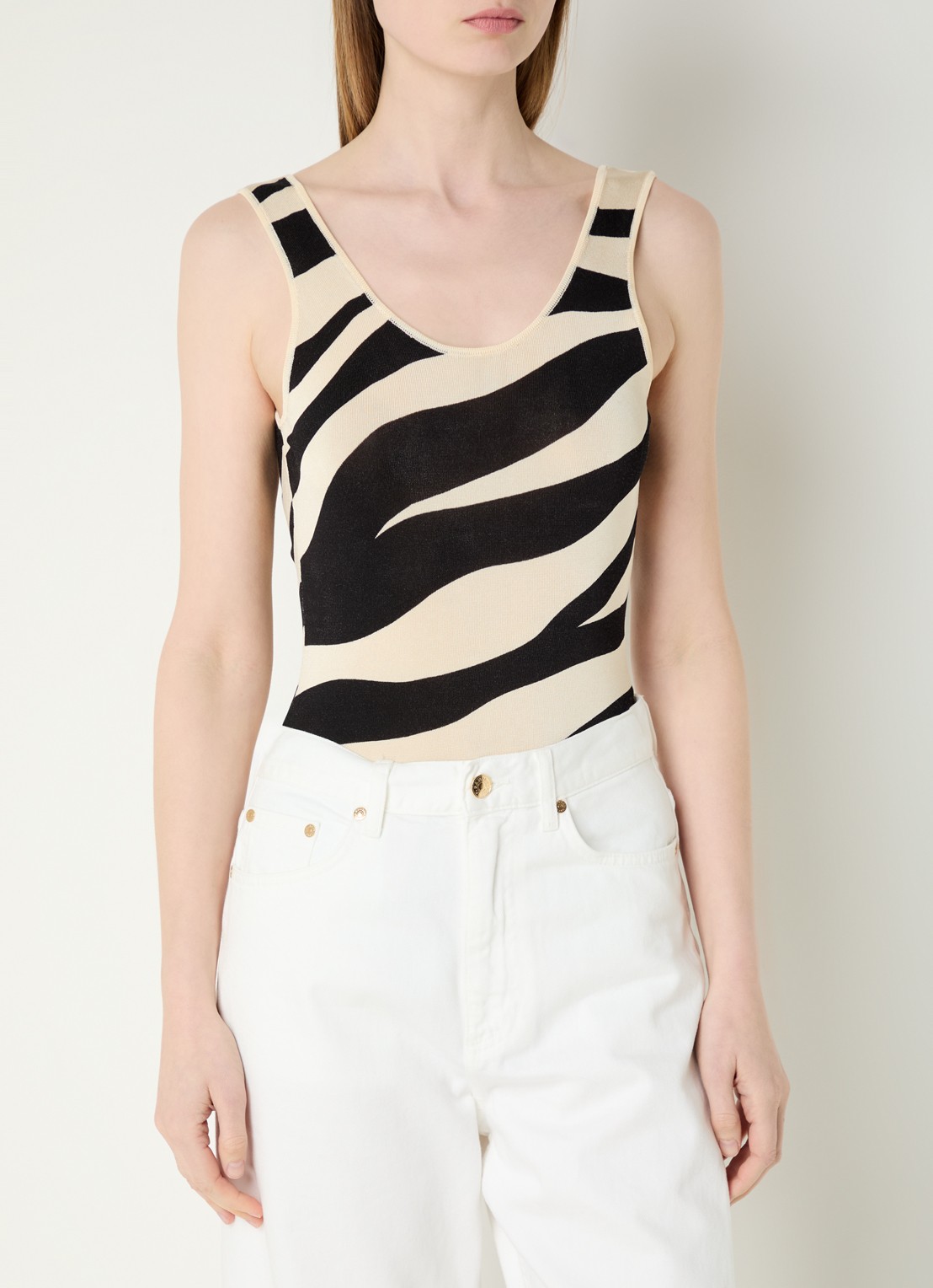 Sandro Body met zebraprint - detail zwart
