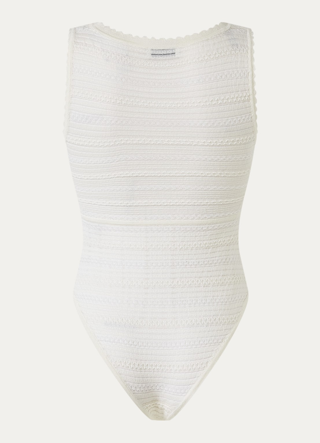 Sandro Body top in wolblend met imitatieparels en ingebreid patroon - achterkant 3 creme