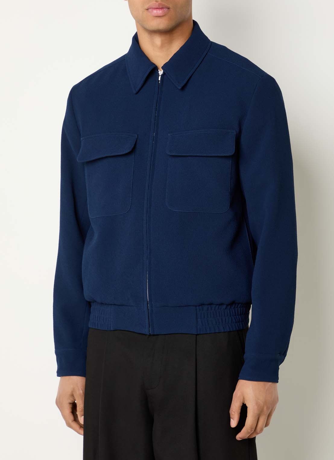 Sandro Bomberjack met steekzakken - detail donkerblauw