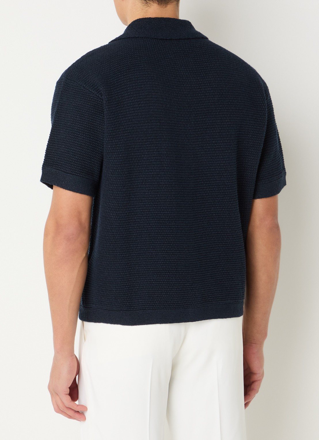 Sandro Comfort fit grofgebreid overhemd met structuur - achterkant donkerblauw