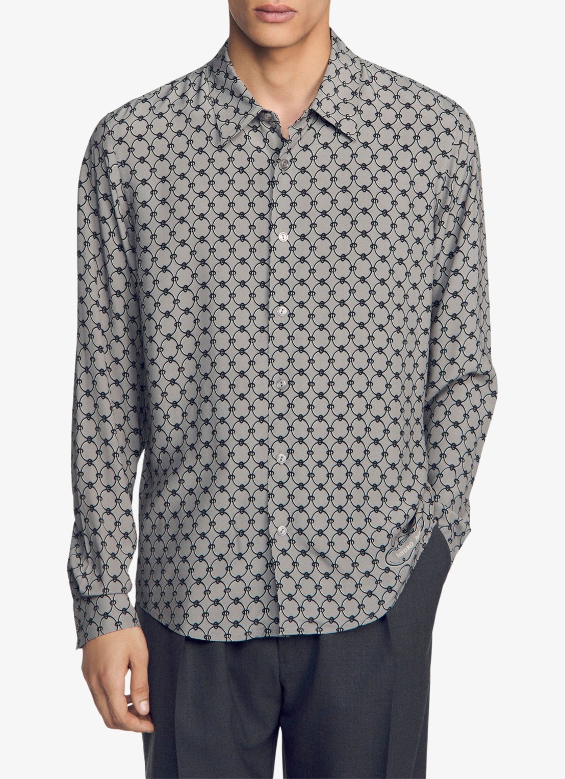 Sandro Comfort fit overhemd met grafische print - detail 4 grijs