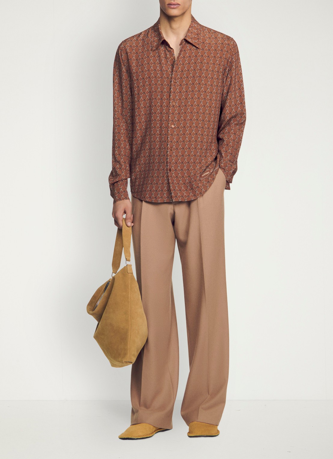 Sandro Comfort fit overhemd met grafische print - detail 5 naturel
