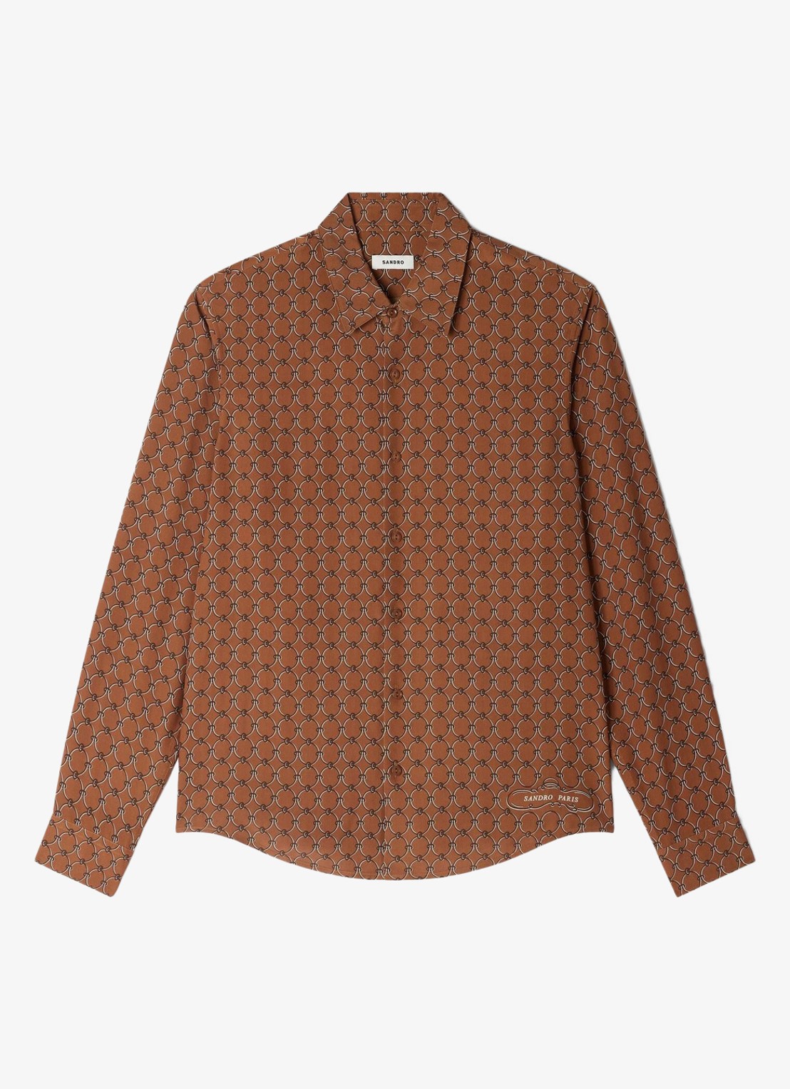 Sandro Comfort fit overhemd met grafische print - voorkant naturel