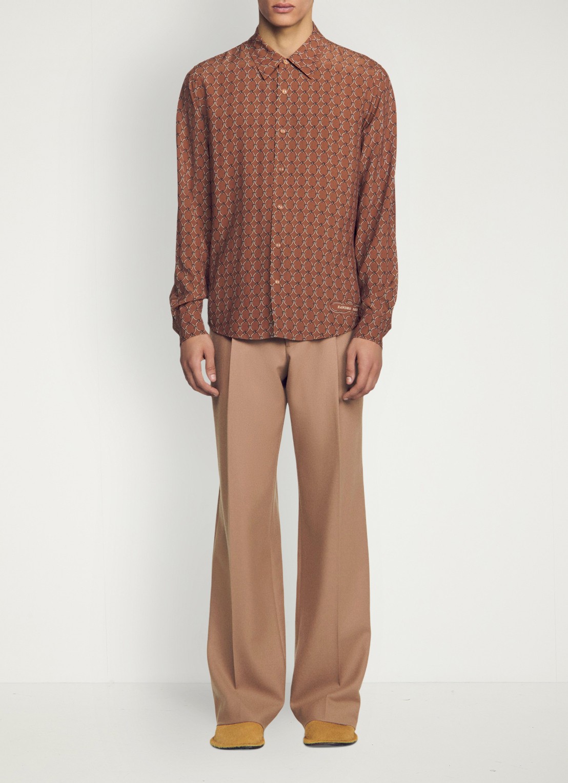 Sandro Comfort fit overhemd met grafische print - voorkant 2 naturel