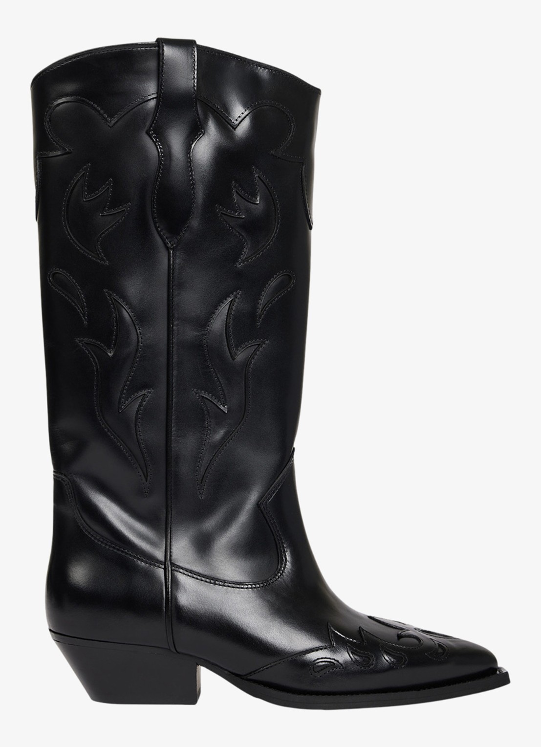 Sandro Cowboylaars van leer - voorkant black / zwart