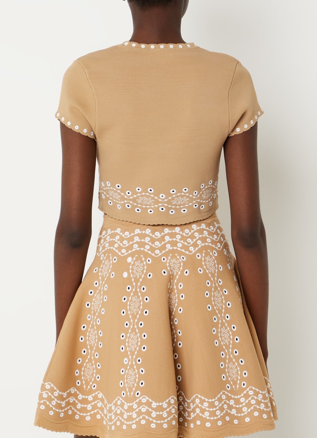 Sandro Crop top met broderie - achterkant 3 beige
