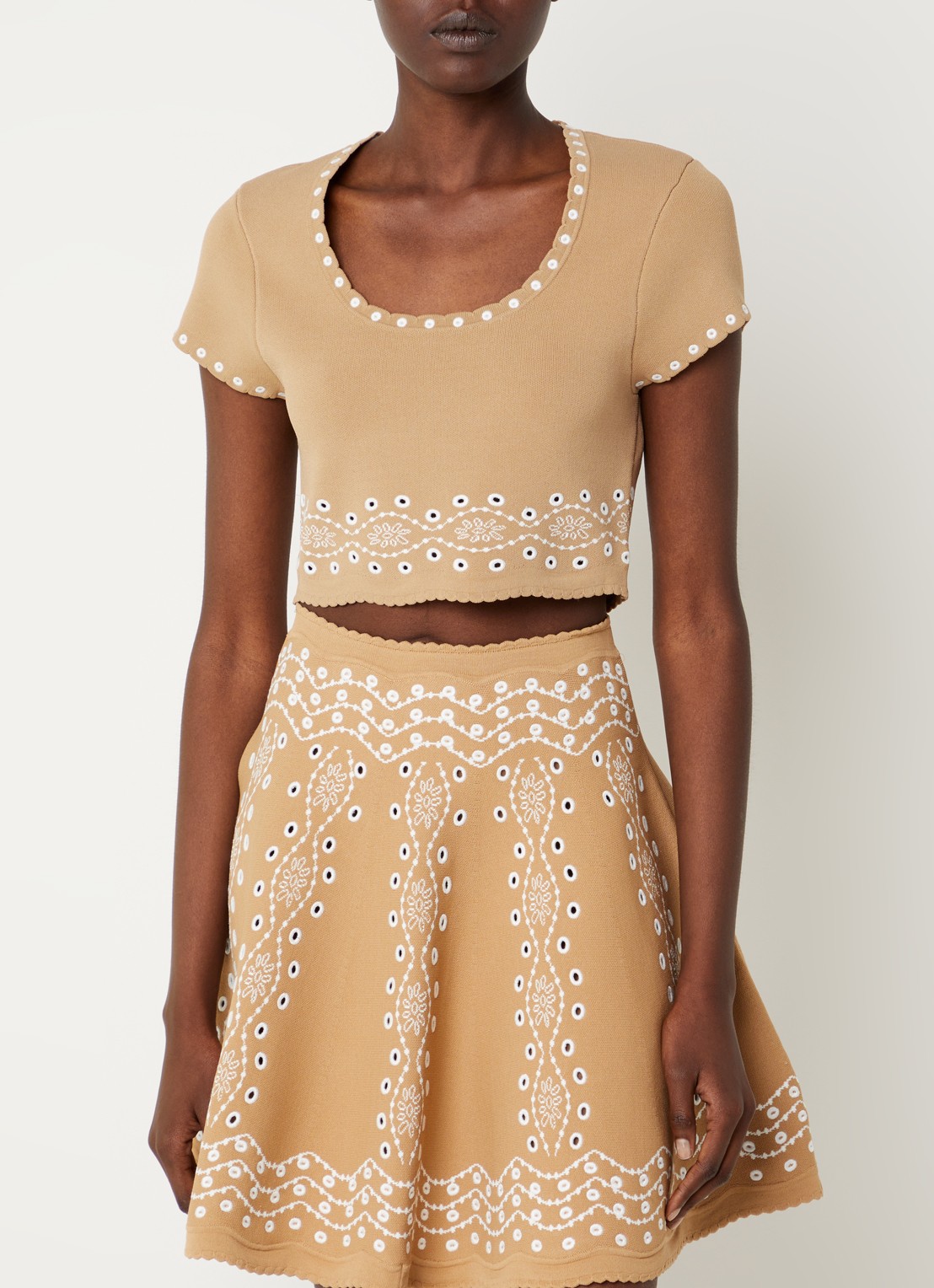 Sandro Crop top met broderie - detail 4 beige
