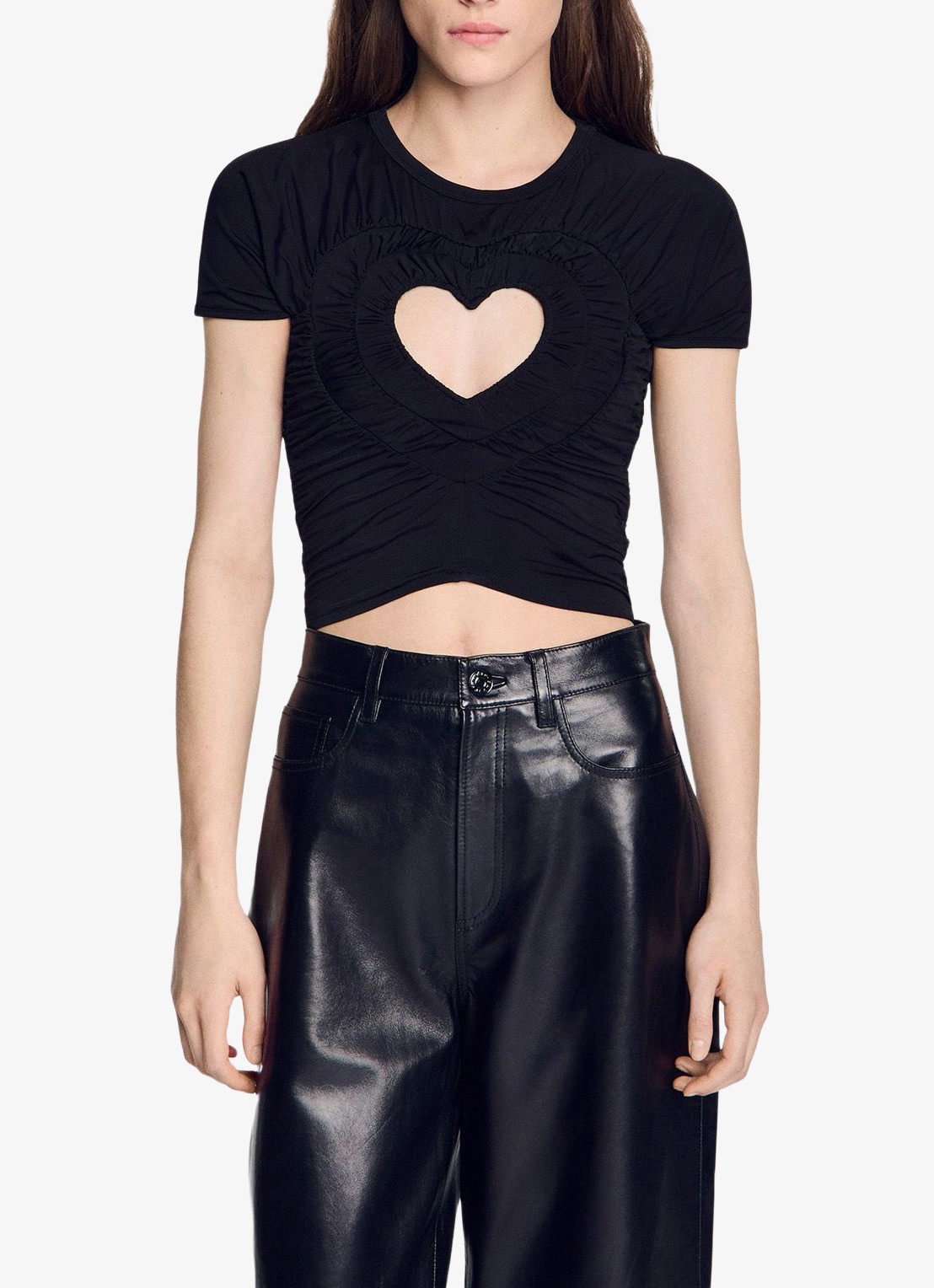 Sandro Crop top met cut-out detail - detail 2 zwart