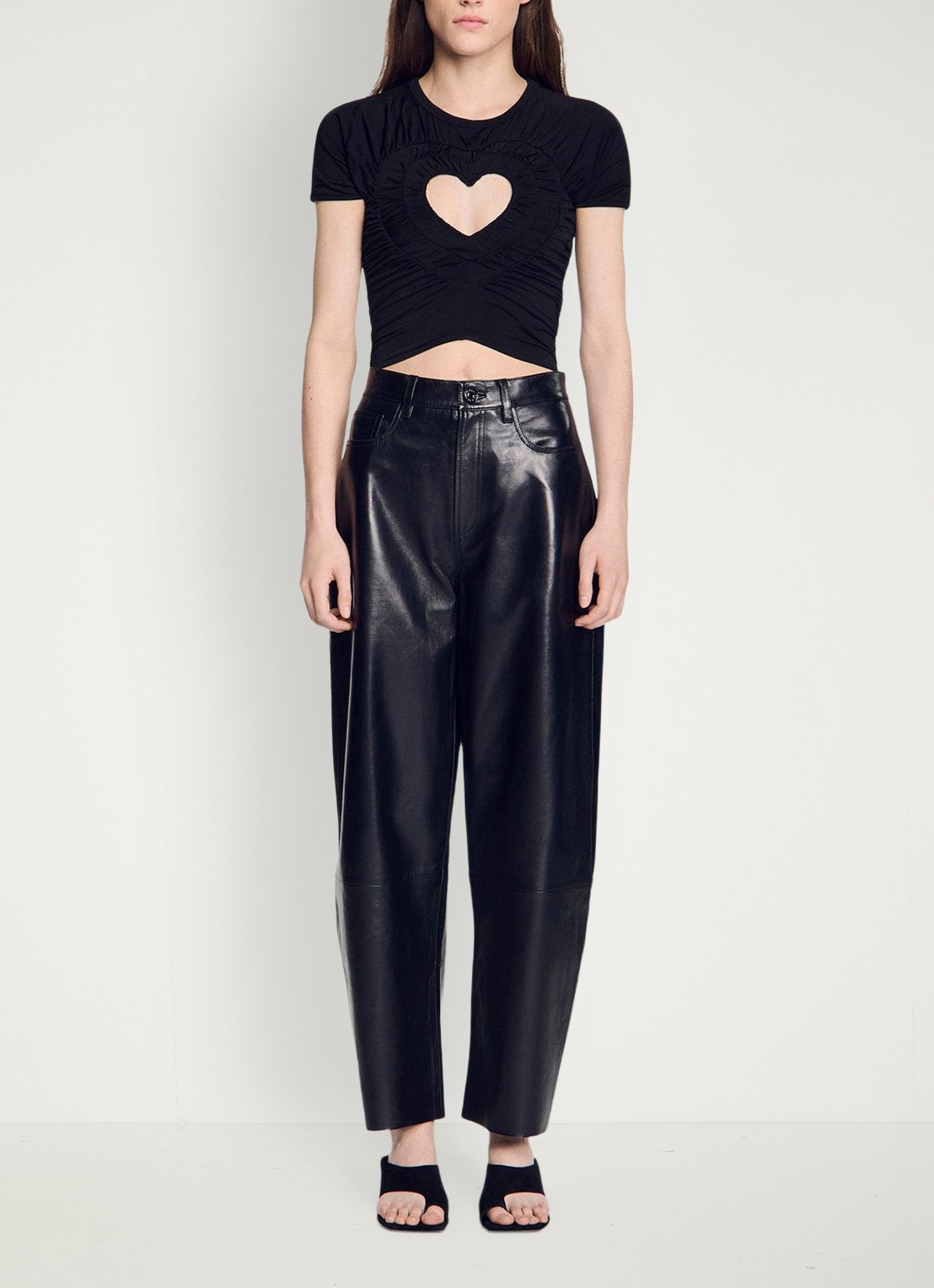 Sandro Crop top met cut-out detail - detail 3 zwart