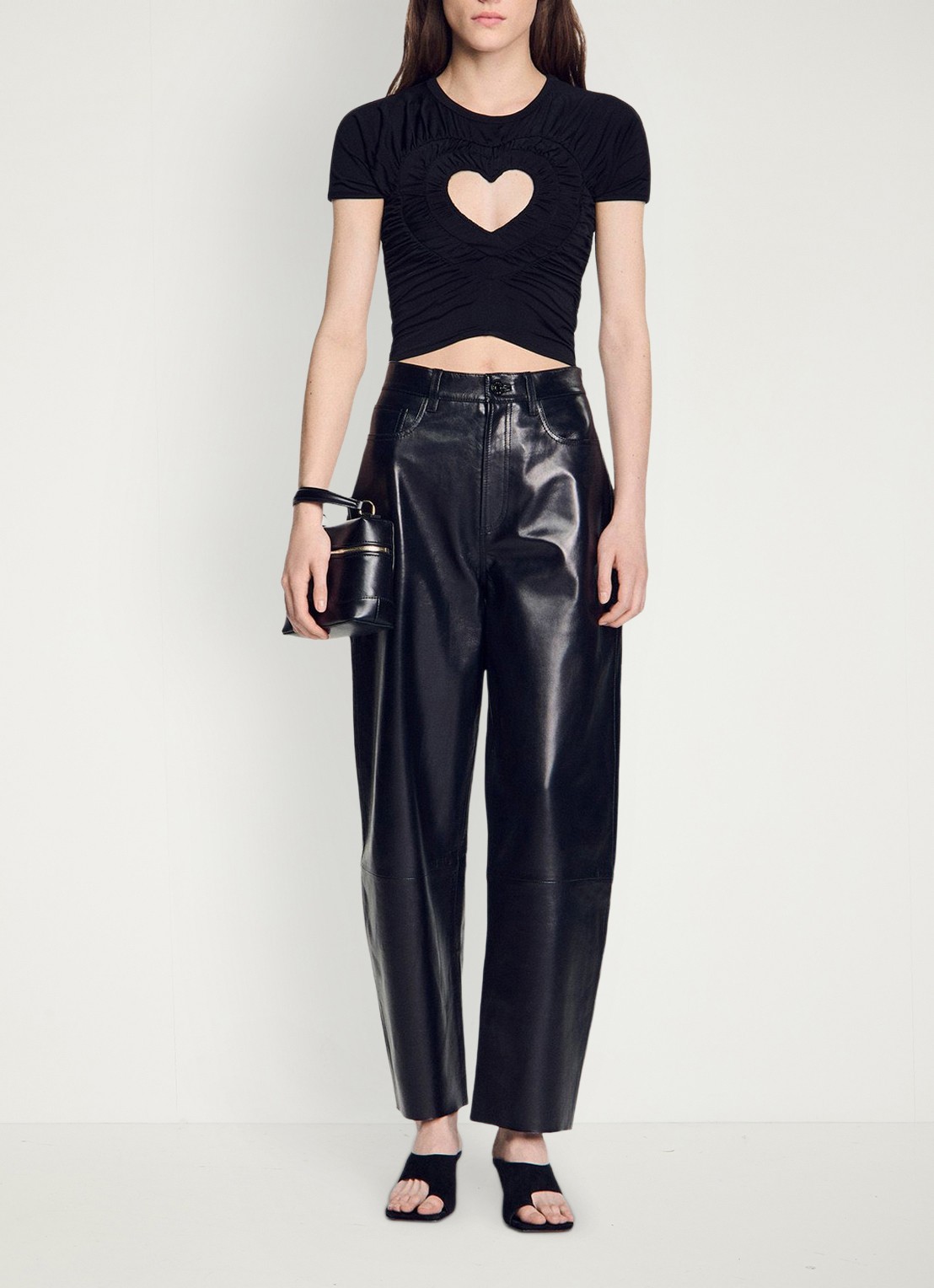 Sandro Crop top met cut-out detail - voorkant 6 zwart